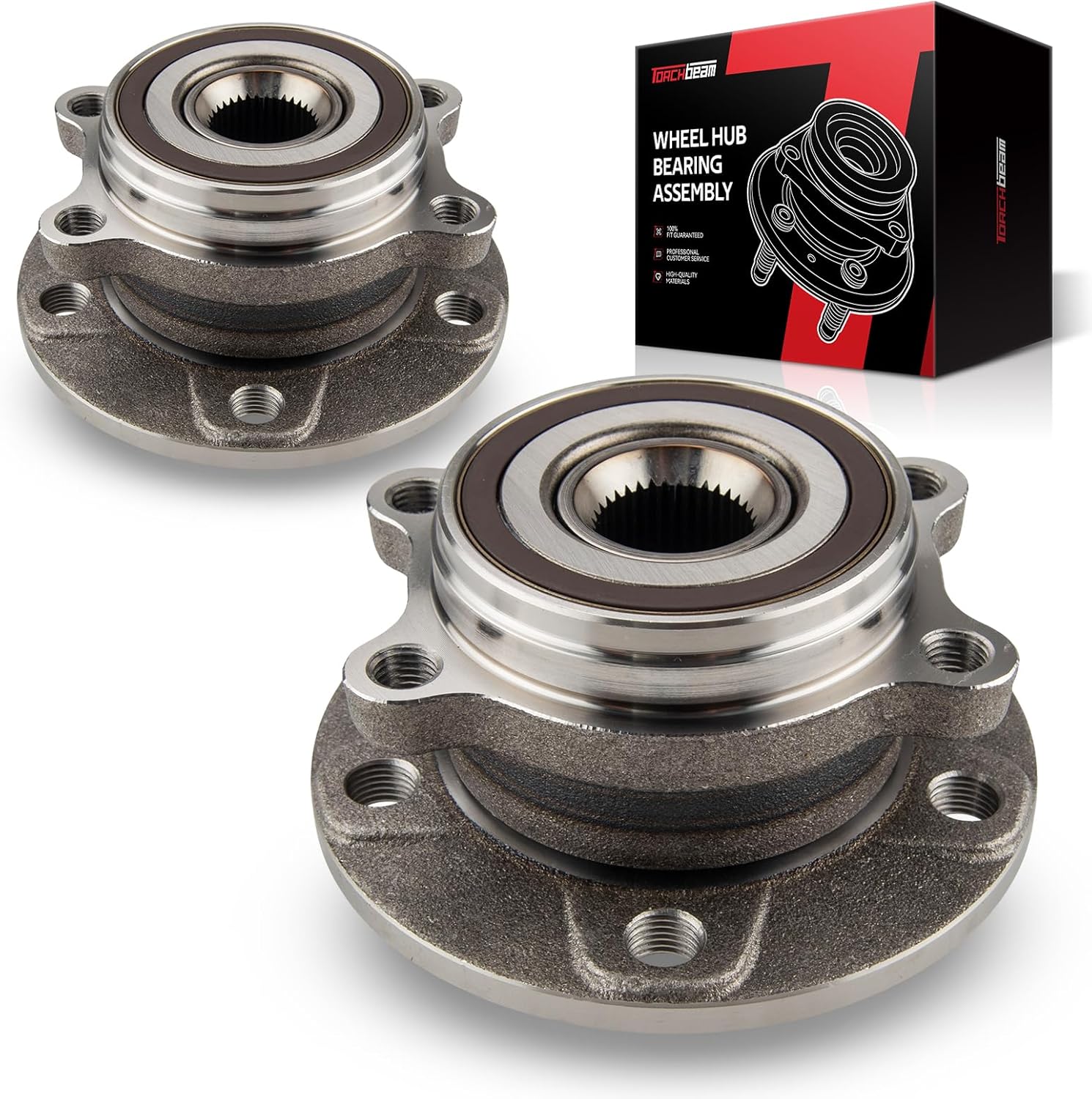 Torchbeam 513253 Front Wheel Bearing & Hub Assembly Replacement for 2005-2018 Jetta; 2012-2022 Passat; 2009-2017 Tiguan, CC; 2012-2019 Beetle; 2006-2010 Passat; 2008-2013 A3 2 PCS