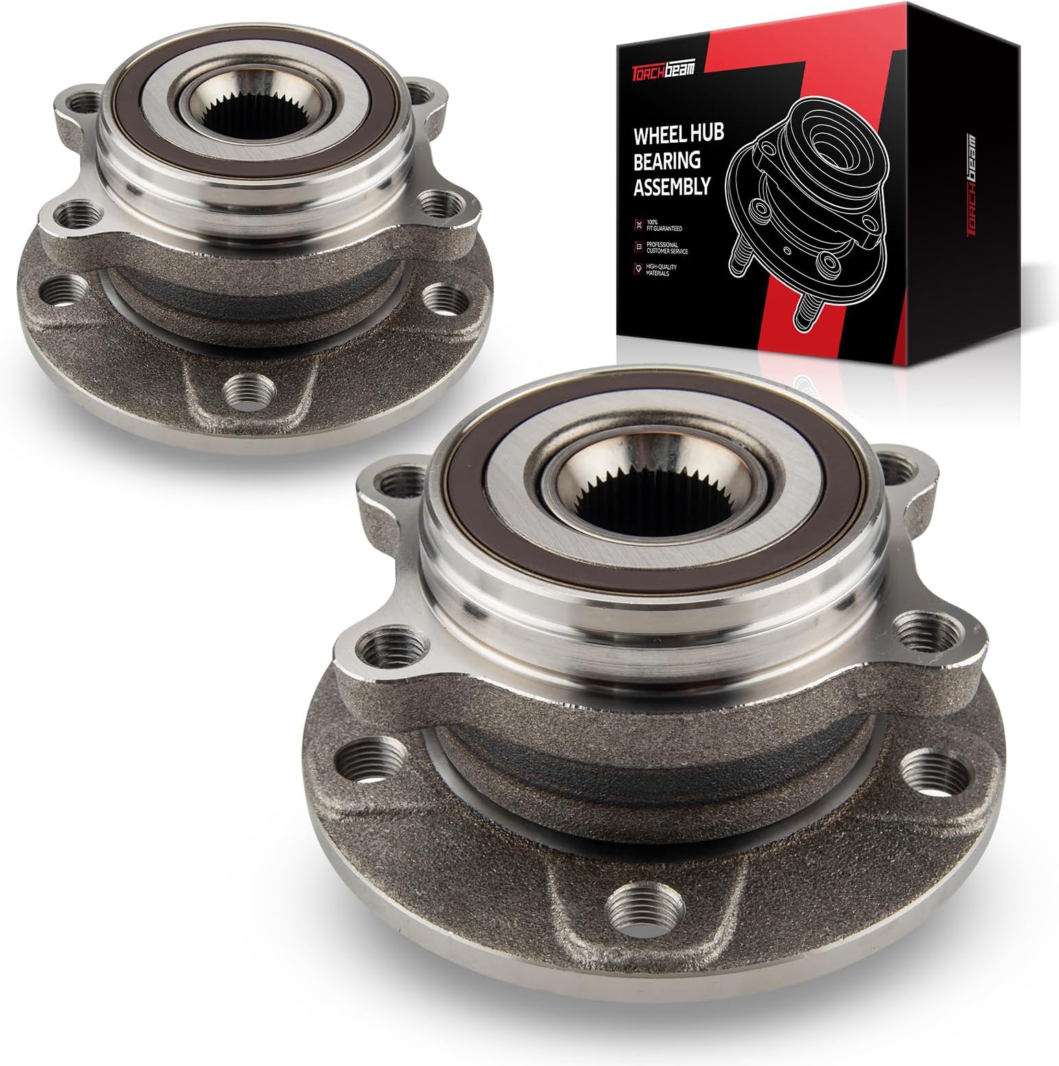 Torchbeam 513253 2 PCS Front Wheel Bearing & Hub Assembly Fit for 2006-2018 Volkswagen Jetta, 2006-2010 2012-2022 Volkswagen Passat, 2009-2017 Volkswagen Tiguan, 5 Lugs