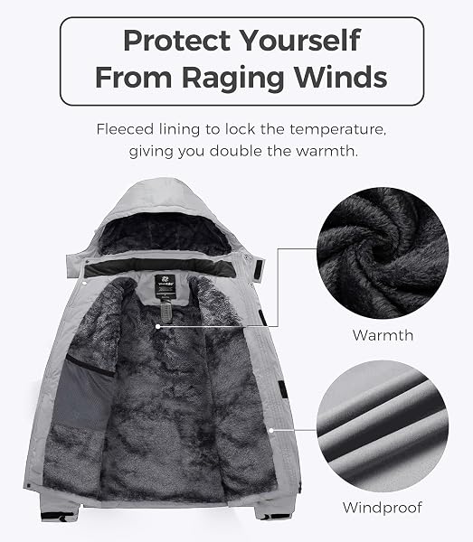 Wantdo Giacca da Sci Montagna Calda Invernale Parka da Neve Imbottita Cappotto da Snowboard in Pile Giubbotto con Cappuccio Impermeabile Uomo - 3