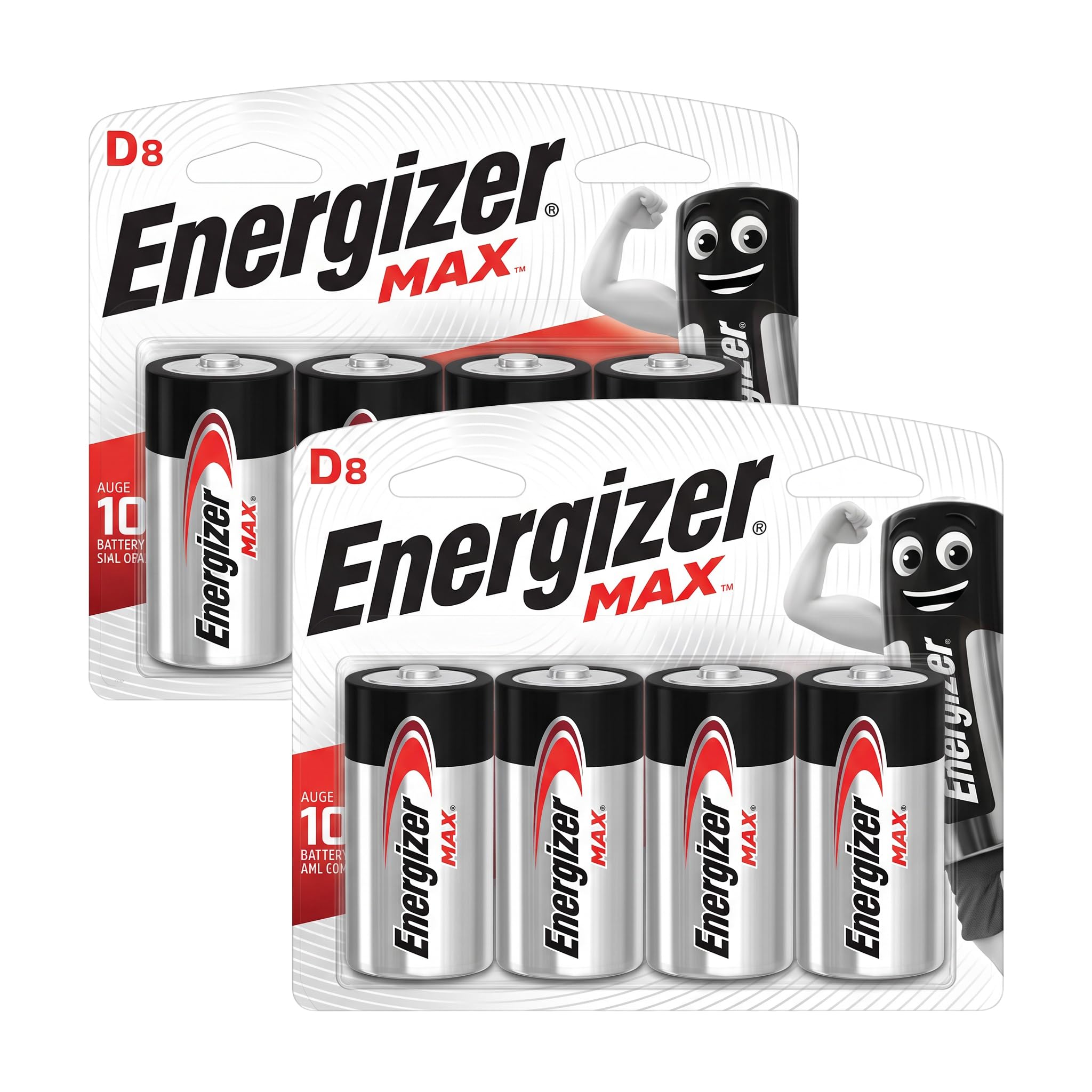Energizer Max D Batteries, Premium Alkaline D Cell Batteries (8 Battery Count) (Pack of 2)