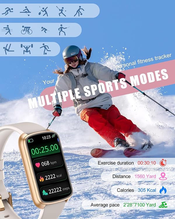 Fitness Tracker, Smart Watch for Women Men with 24/7 Heart Rate/Blood Pressure/Blood Oxygen Monitor,Sleep Tracker,Step & Calorie Counter, IP68 Waterproof Fitness Watches Compatible with Android&iPhone by QVEQ - Image 4