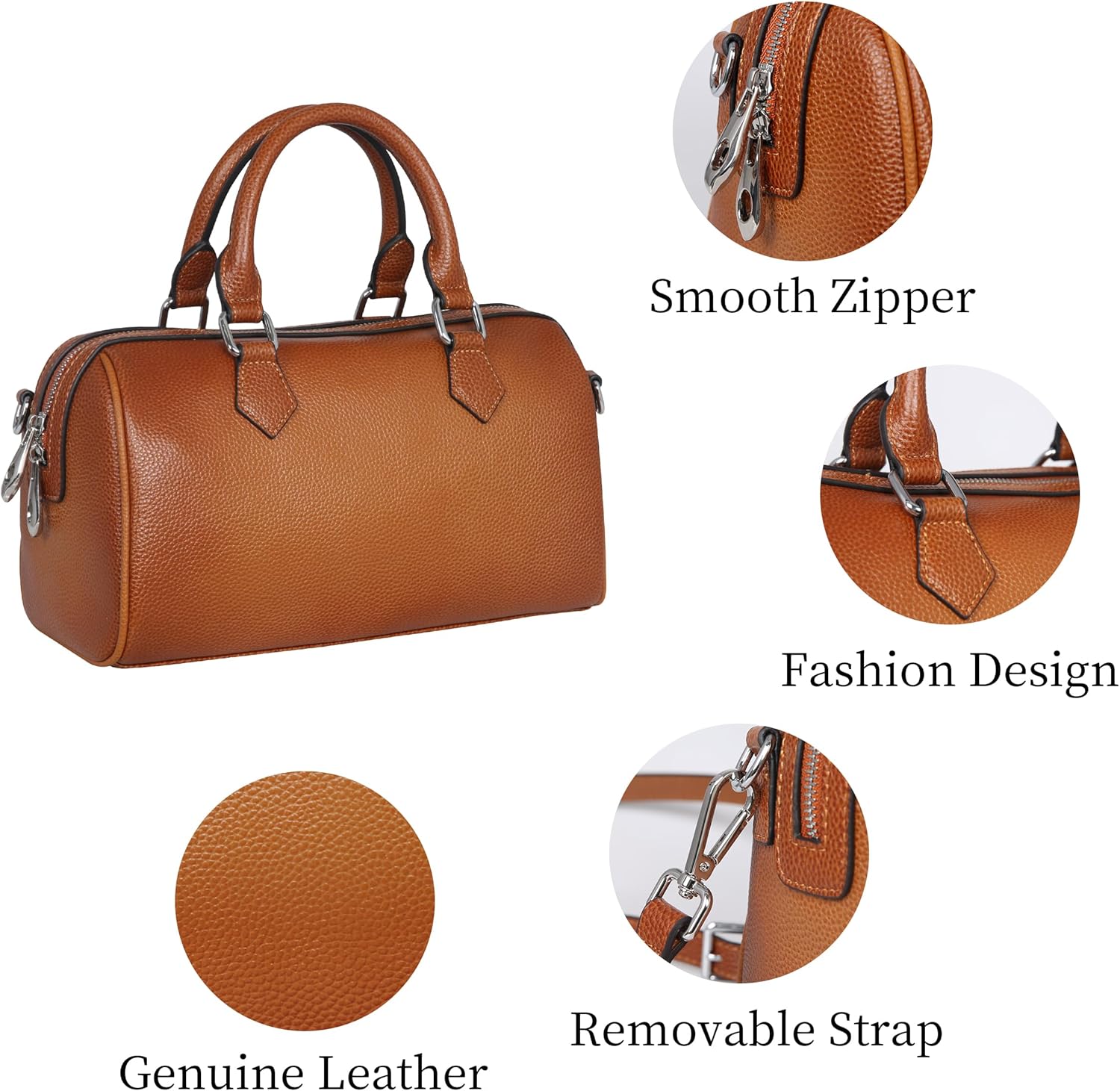 HESHE Leather Top Handle Bags for Women Leather Purses Tote Bag Satchel Handbags Shoulder Bag Designer Crossbody Bags - Image 6
