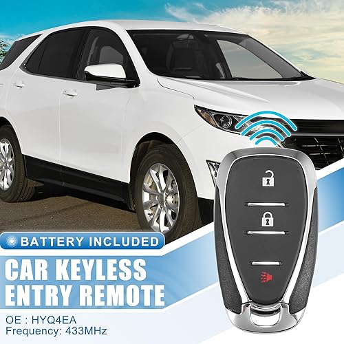 Miniatura 2 de X AUTOHAUX 3 botones de entrada sin llave para automóvil con control remoto de repuesto para llavero inteligente de proximidad HYQ4EA para Chevy