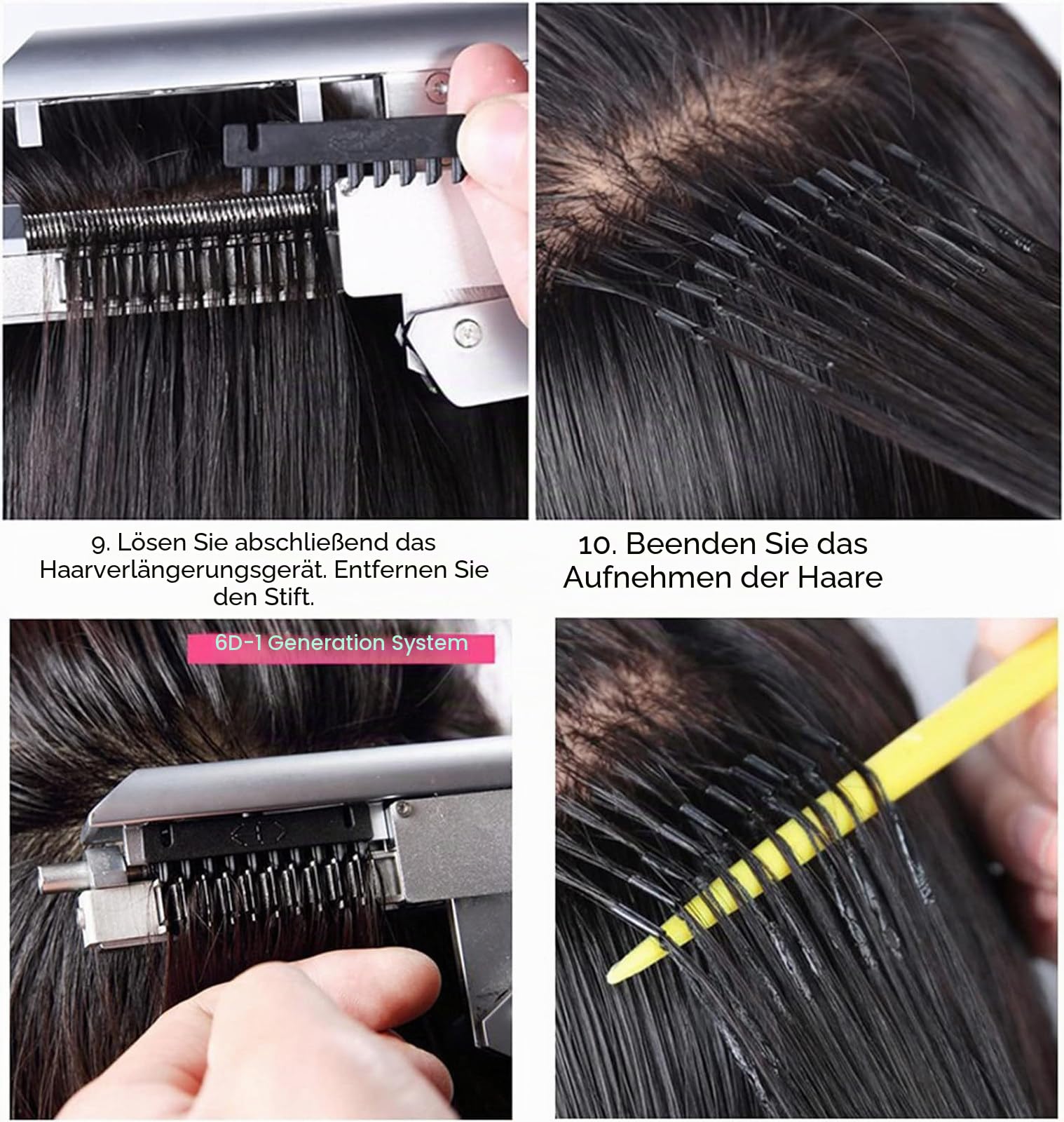 6D-Haarverlängerungsmaschinen-Set Für Salon-Echthaar, 1 Reihe, 10 Bündel, Versteckte, Spurlose Haarverlängerungen, Schnelle Installation Und Entfernung, Einfach Zu Verwenden