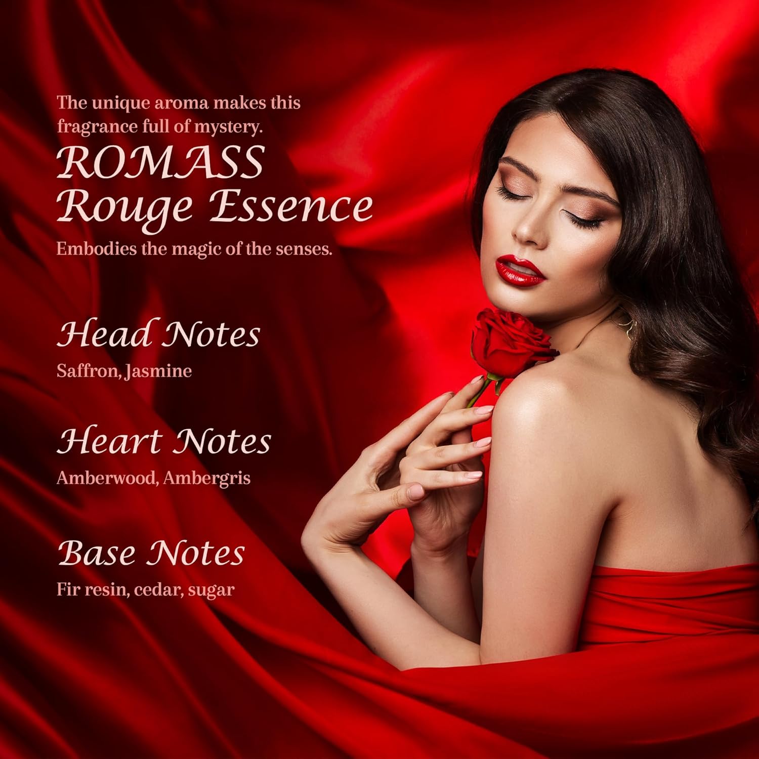 ROMASS Rouge Essence Luxe Eau De Perfume - 8+ Hours Long-Lasting Fragrance with Vibrant Saffron, Warm Amber, Woody Accords & Creamy Almond Notes100ml