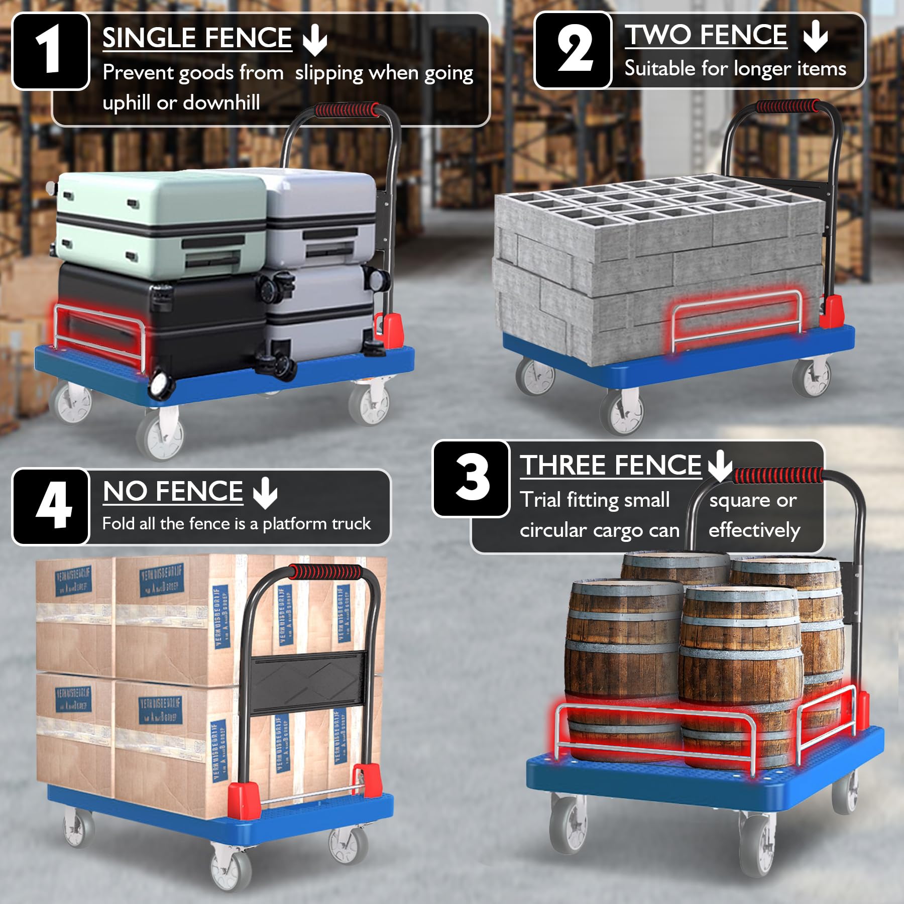 Chinco Star Folding Platform Truck - 1300lbs, Brake Wheels -5 Chinco Star Folding Platform Truck - 1300lbs, Brake Wheels -5