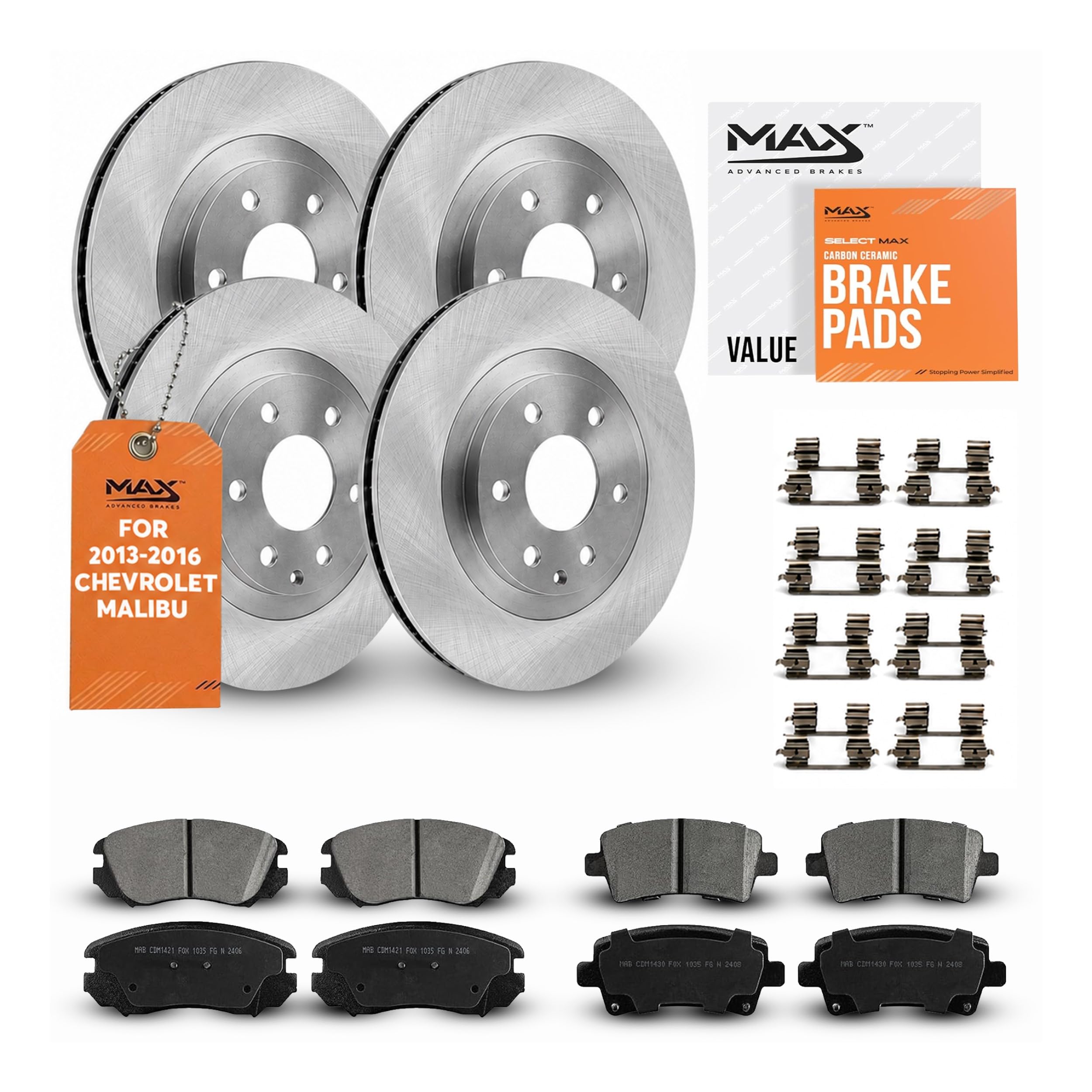 Max Advanced Brakes Front &amp; Rear Brake Kit For Chevrolet Malibu