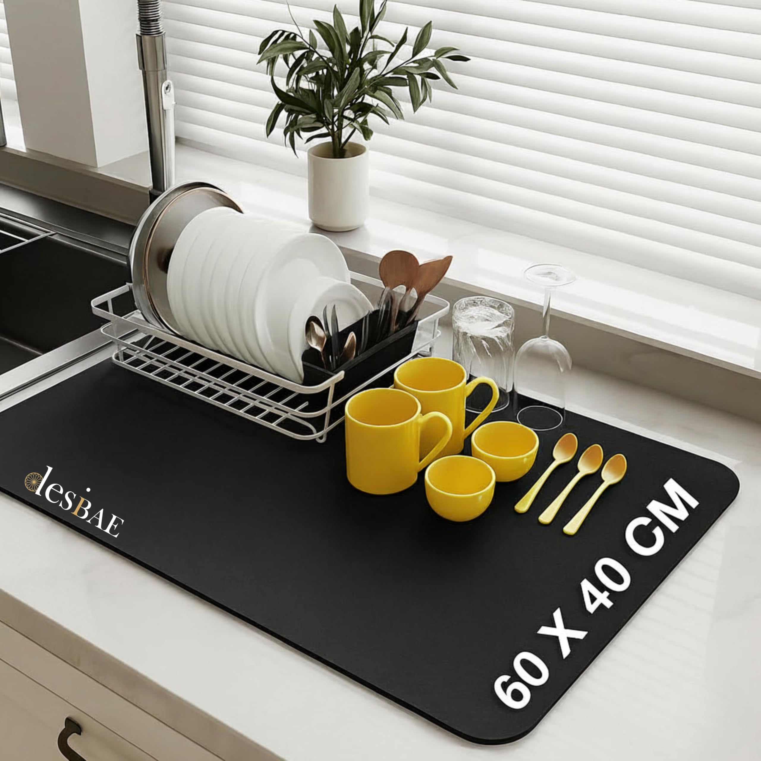 Desi BAE Rubber Kitchen Mat for Wet Utensil, Utensil Drying, Dish Drying, Water Absorbing Mat for Kitchen and Home Large (30*40)-image-17
