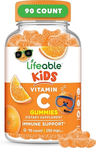 Lifeable Gomitas de vitamina C para niños  250 mg  VIT C de gran sabor  Vitamina C vegana sin OMG  para apoyo inmunológico  90 gomitas