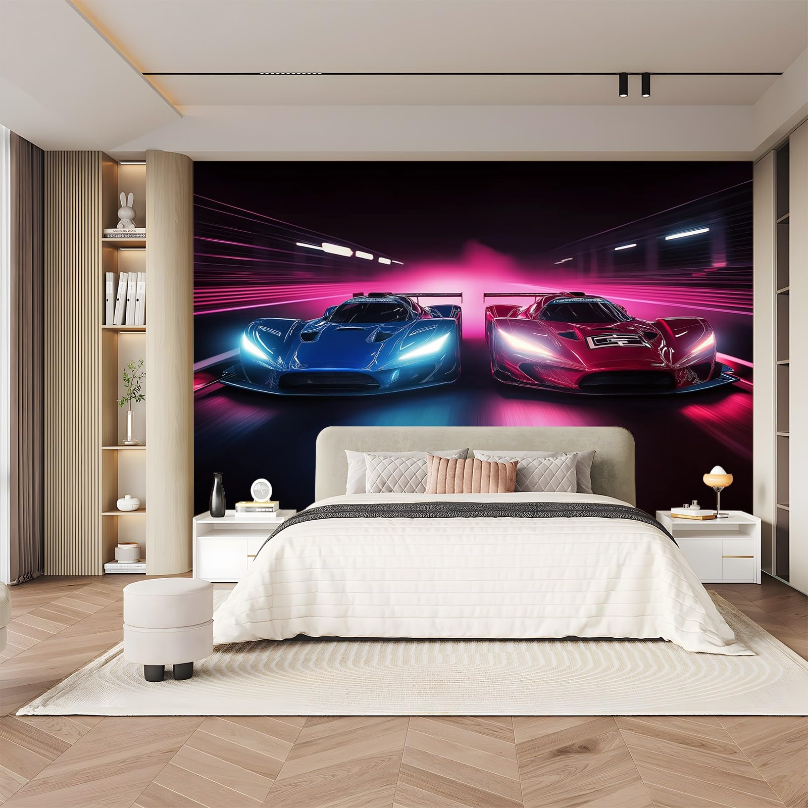 Panoramiczna tapeta biegowa niebieska czerwona 250 x 175 cm (szer. x wys.), nowoczesna tapeta z włókniny do sypialni salonu biura spersonalizowana dekoracja ścienna restauracja pokój dziecięcy