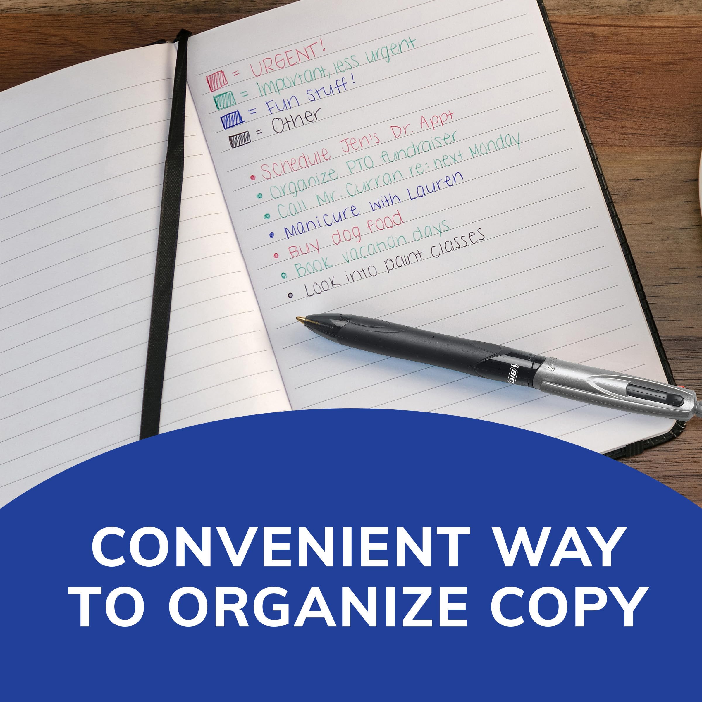 BIC 4 Color Grip Retractable Ballpoint Pen Long-Lasting Ink and Comfortable Grip 12-Count in Assorted Ink — view 4