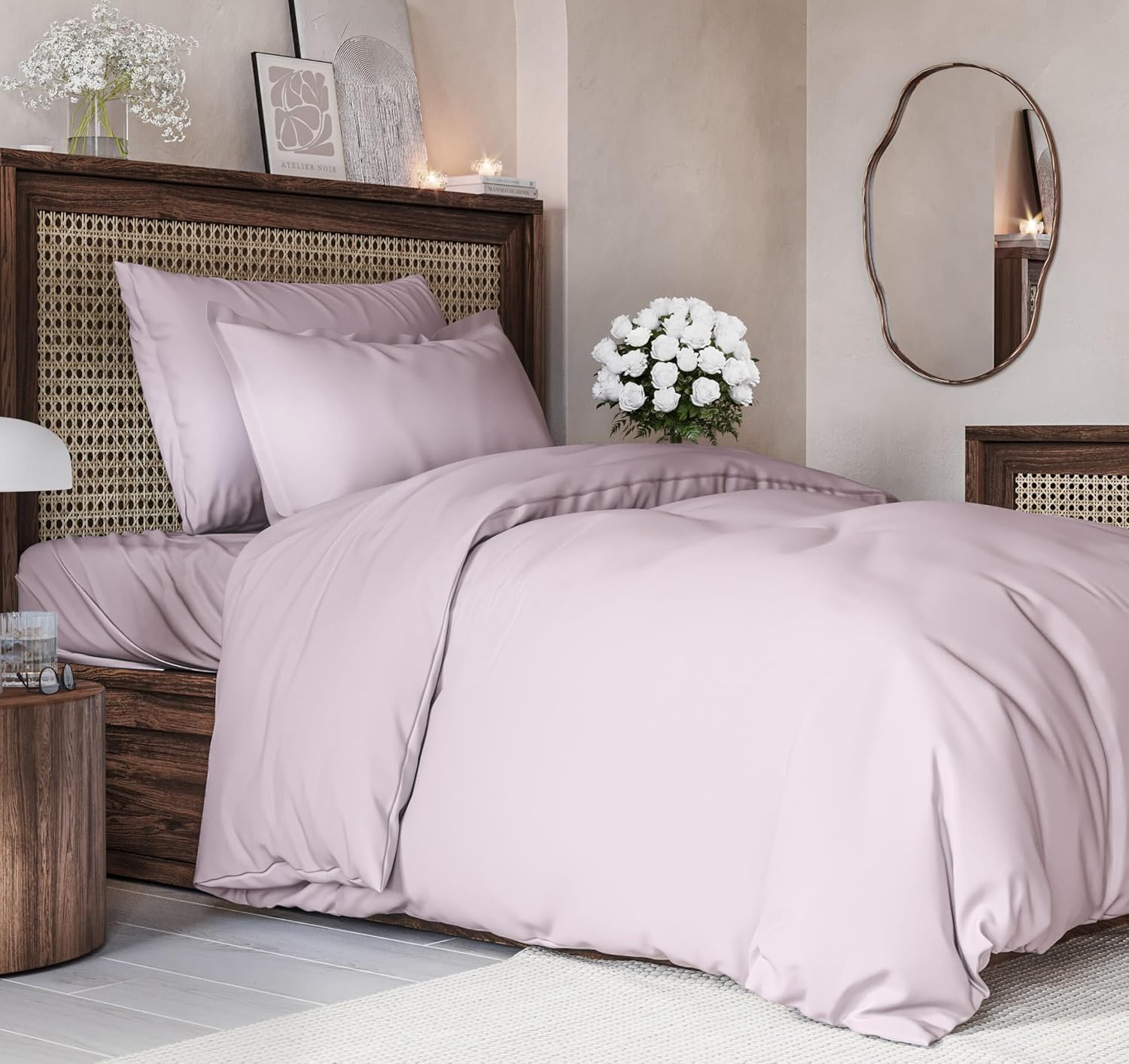 Duvet Cover Twin/Twin XL Size Set - Extra Soft Duvet Cover 68 x 90 with 1 Pillow Sham - Hotel Luxury, Easy Care and Fade Free w/ Zipper Closures & Ties - Comfy, Breathable Bedding Set (Light Lavender) 37 - Light Lavender (No Comforter) Twin/Twin XL (68x90)