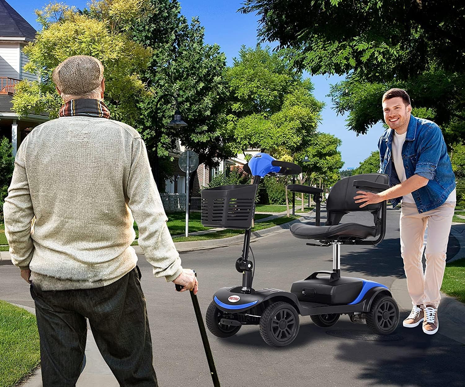 4 Wheel Mobility Scooter, Electric Powered Wheelchair Device, Compact Heavy Duty Mobile with Basket for Gravida, Foldable in Boot Trunk for Traveling with Seniors : Health & Household