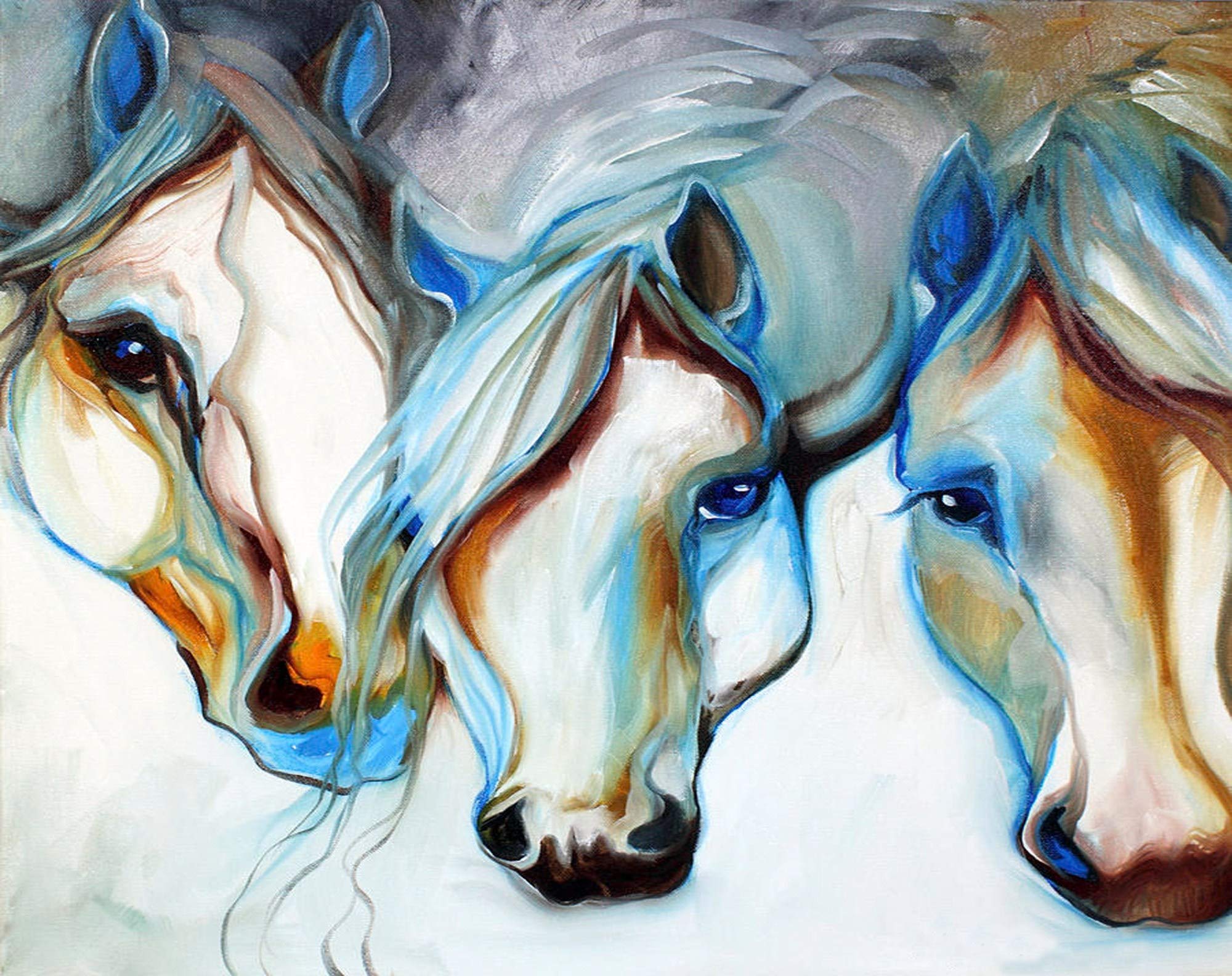 Wowdecor 5D Crystal Diamond Painting with Diamonds Kits, Horses Animal Home Wall Decor, Full Drill DIY Embroidery Crafts Graphy Art