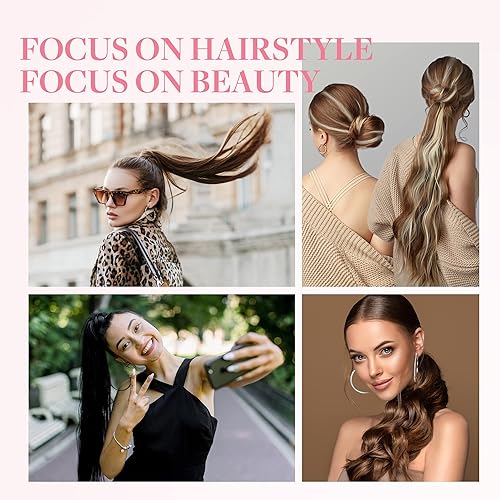 Miniatura 9 de GOO GOO Extensión de cola de caballo, cabello largo y lacio con clip, hecho a mano, cabello humano real para mujeres, extensiones de cabello de cola