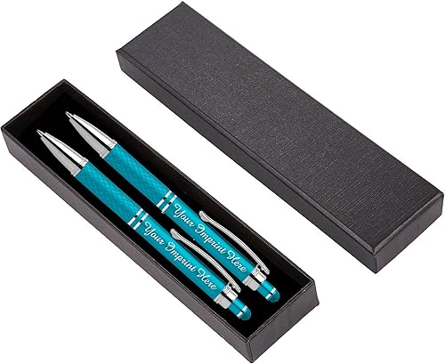 ExpressPen - Juego de bolígrafos personalizados con agarre - Paquete de 2 bolígrafos de metal suave al tacto con caja de regalo - Bolígrafo de lujo