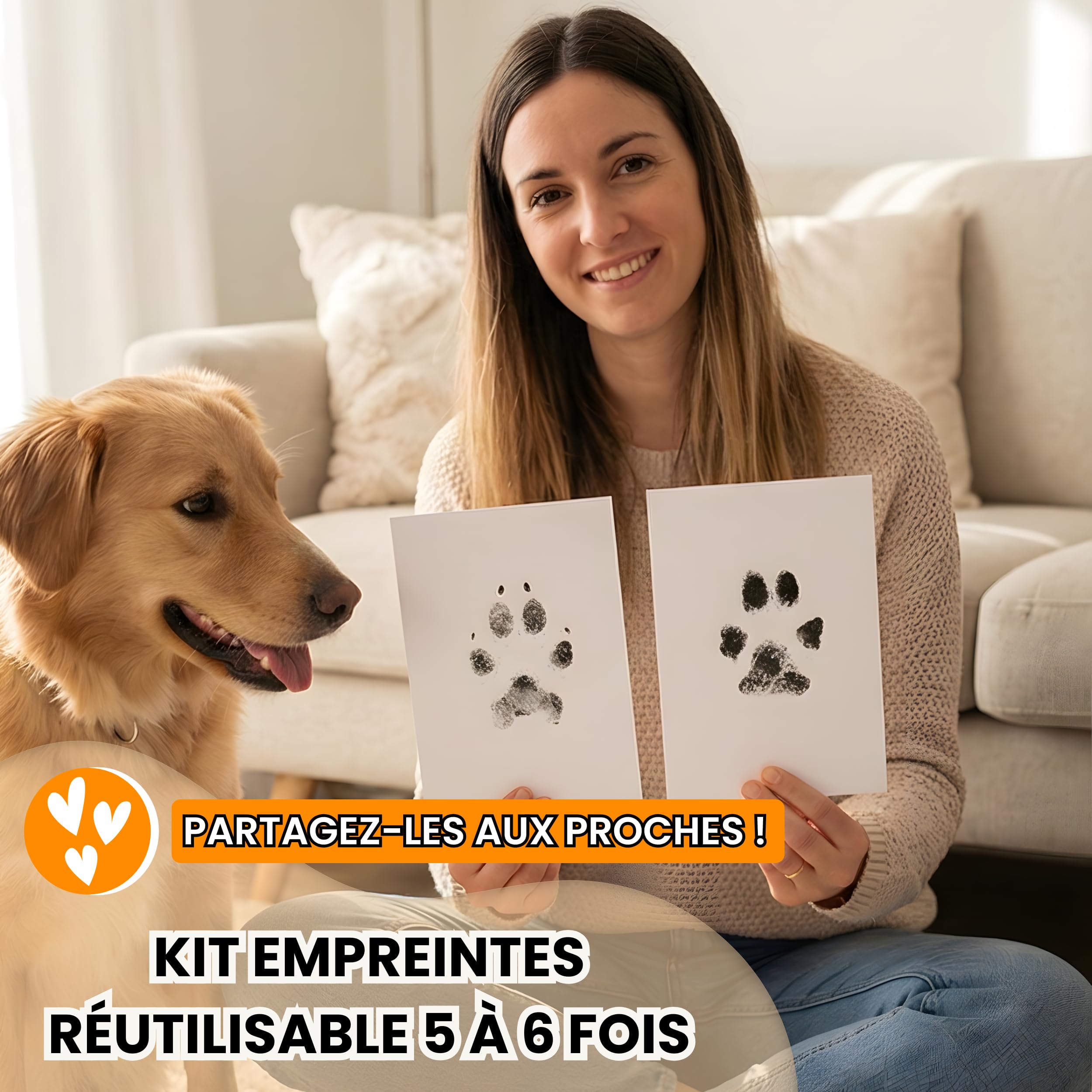 Kit Empreinte Chien Tampon Encreur Patte Chien Chat Souvenir Tatouage Cadre Grande Taille 12,5x8cm
