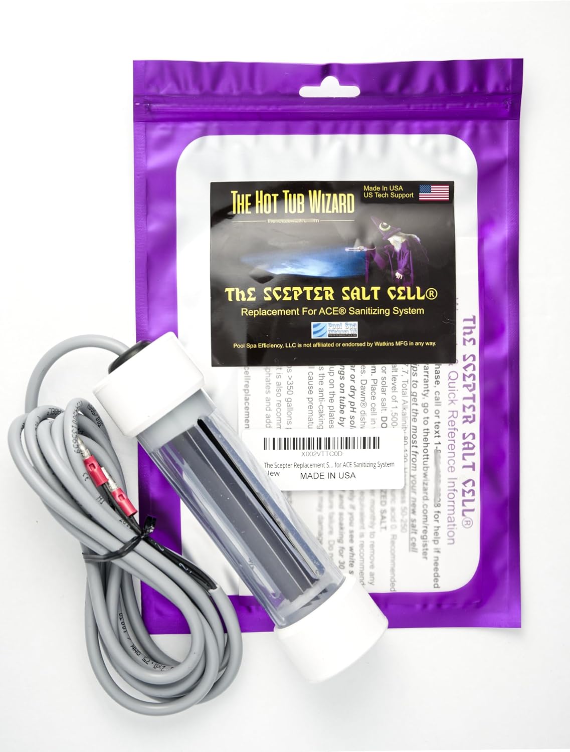 The Hot Tub Wizard - The Scepter Salt Cell Replacement for ACE Sanitizing System by Hot Spring - 76078 Quality Replacement Part - Easy Install, Long Lasting - Hotsprings Spa Parts - Made in the USA