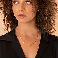 Vista 32 de PAVOI Collar de estación chapado en oro de 14 quilates, collares de capas de diamantes simulados, cadena de circonita cúbica para mujer