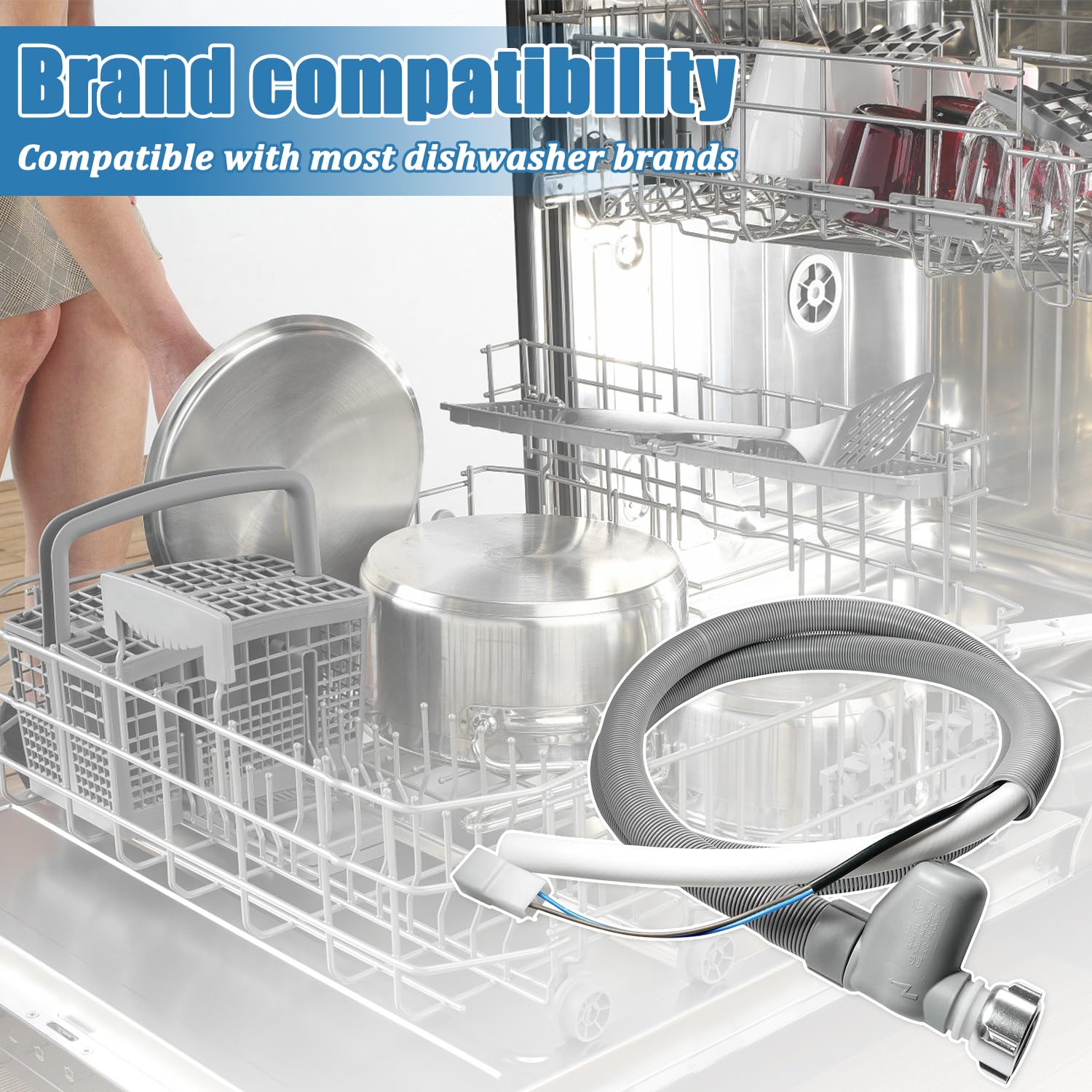 Aquastop Zulaufschlauch 1,8M Universal Einlassschlauch für Geschirrspüler, Universal Geschirrspülerschlauch, Kompatibel mit Miele Bosch Siemens AEG Electrolux Zanussi Beko LG 10499862 7638500