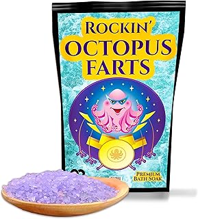 Rockin Octopus Farts Bath Soak - Fun Holiday Gifts for Kids and Adults - Stocking Stuffers for Bath Time Relaxation â€“ Cute Gifts for Teachers and Music Lovers - Fizzy Vanilla Bath Salt