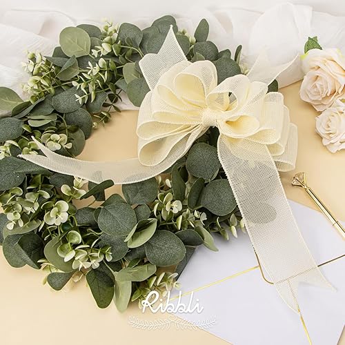 Vista 50 de Ribbli Cinta con alambre de arpillera azul marino, 2-1/2 pulgadas x 10 yardas continuas, cinta con borde con alambre para lazo grande, corona