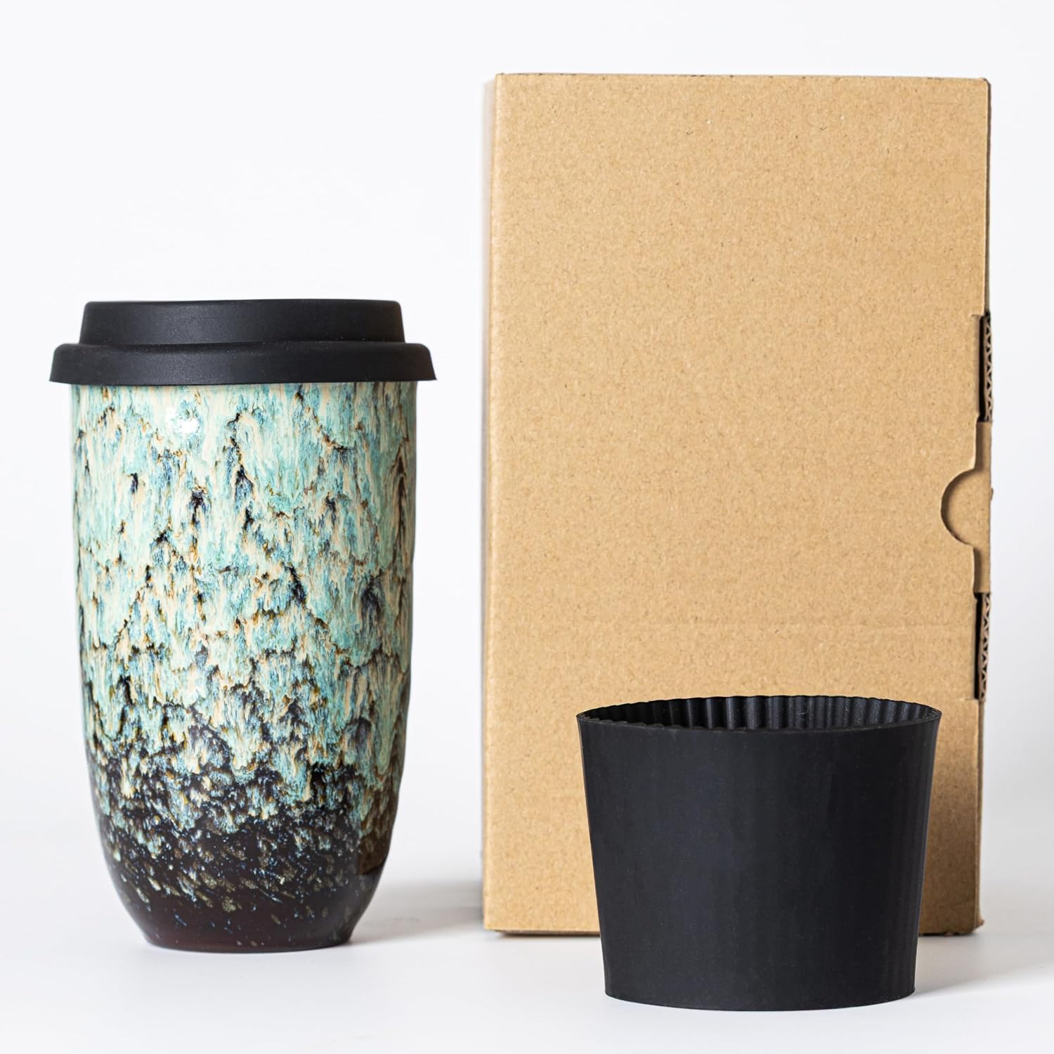 Ceramic Coffee Tumbler – Travel Mug - On the Go Coffee Mug Fit Cup Holder
