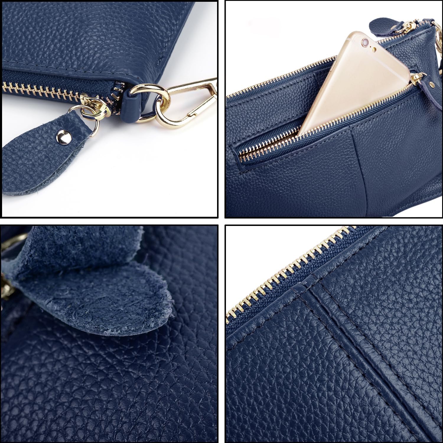 YALUXE Genuine Leather Wristlet Handbags Purses Cell Phone Pocket Clutch Wallet Crossbody Bags for Women