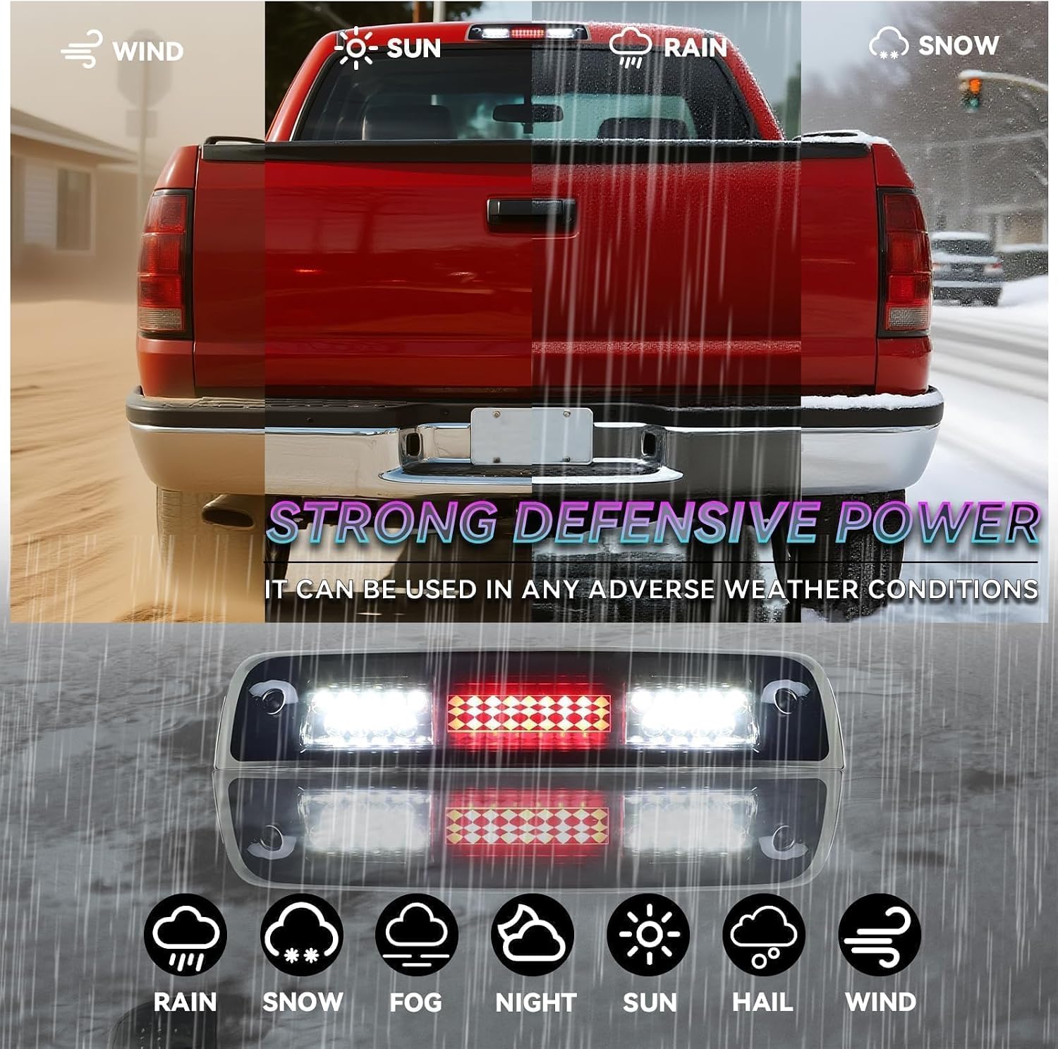 All-in-one LED 3rd Third Brake Light Cargo Light Upgraded Version High Mount Stop Light For 2009-2017 Dodge Ram 1500 2500 3500,Chrome Housing Smoke Lens.