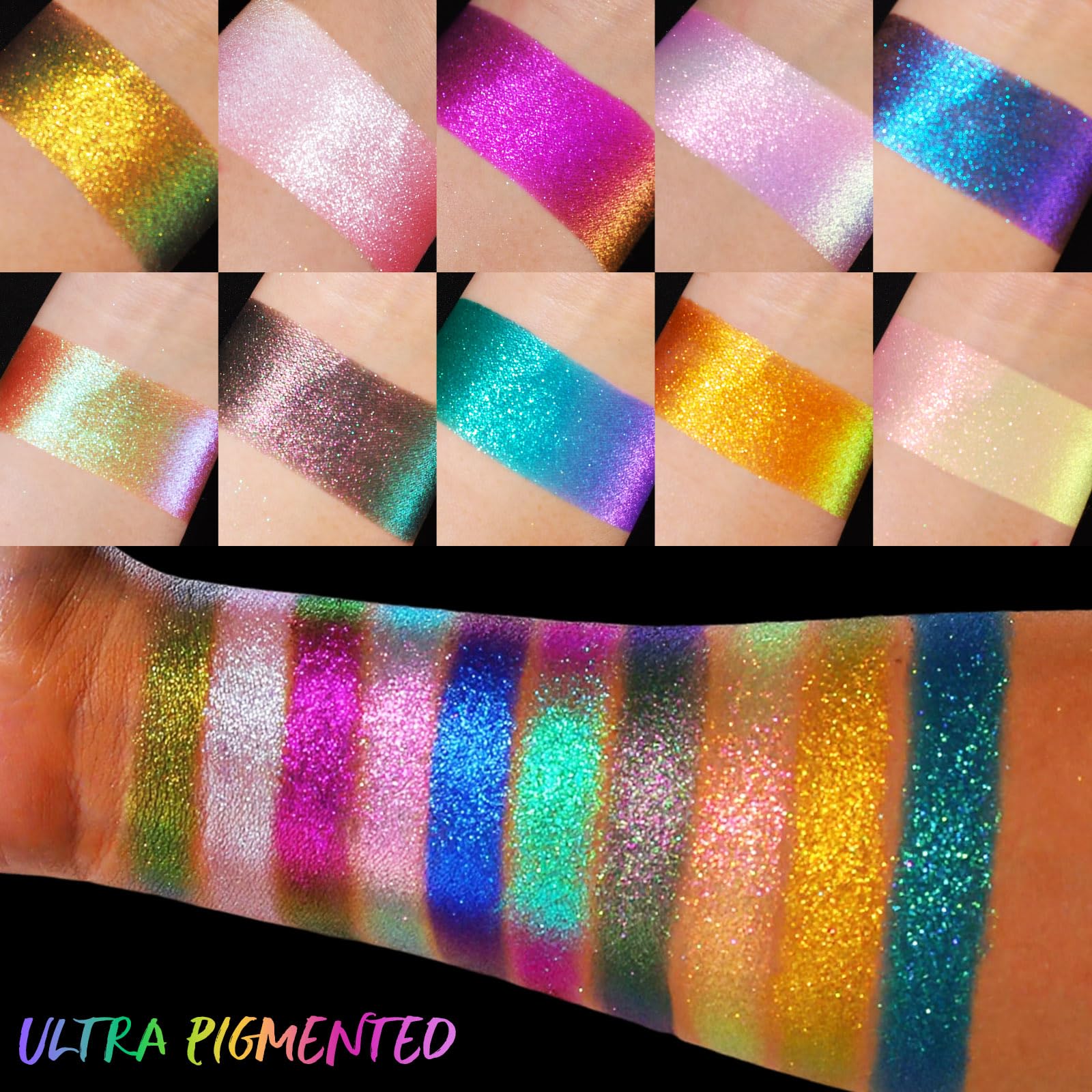 UCANBE Chameleon Multichrome Eyeshadow Palette, 10 Colors Shifting Chromatic Light-Reflecting Metallic Eye Shadow - Image 4