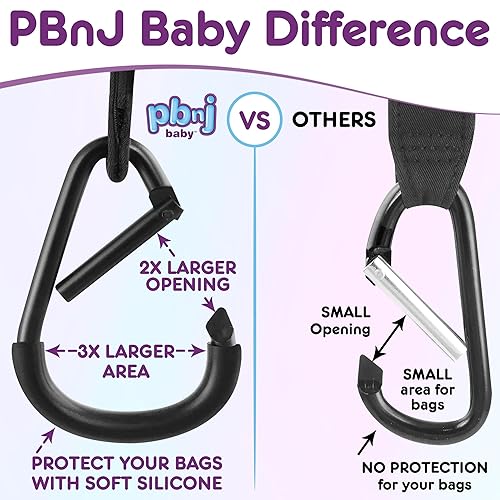 Miniatura 3 de Ganchos para colgar bolsas de pañales  Clip para cochecito de mamá y organizador de accesorios de cochecito  Clips de mosquetón grandes para mamá,