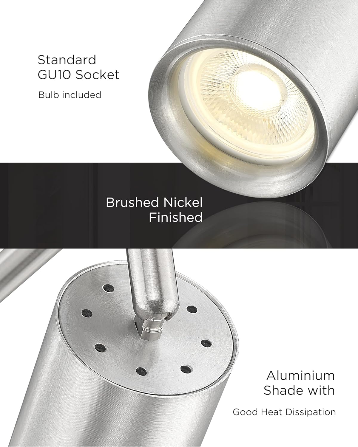 FEMILA 3000K LED Track Lighting, 53" Modern Track Lighting Kit, Come with Bulbs, Brushed Nickel Finish, GU10 Base, 4FS84TL-6 BN