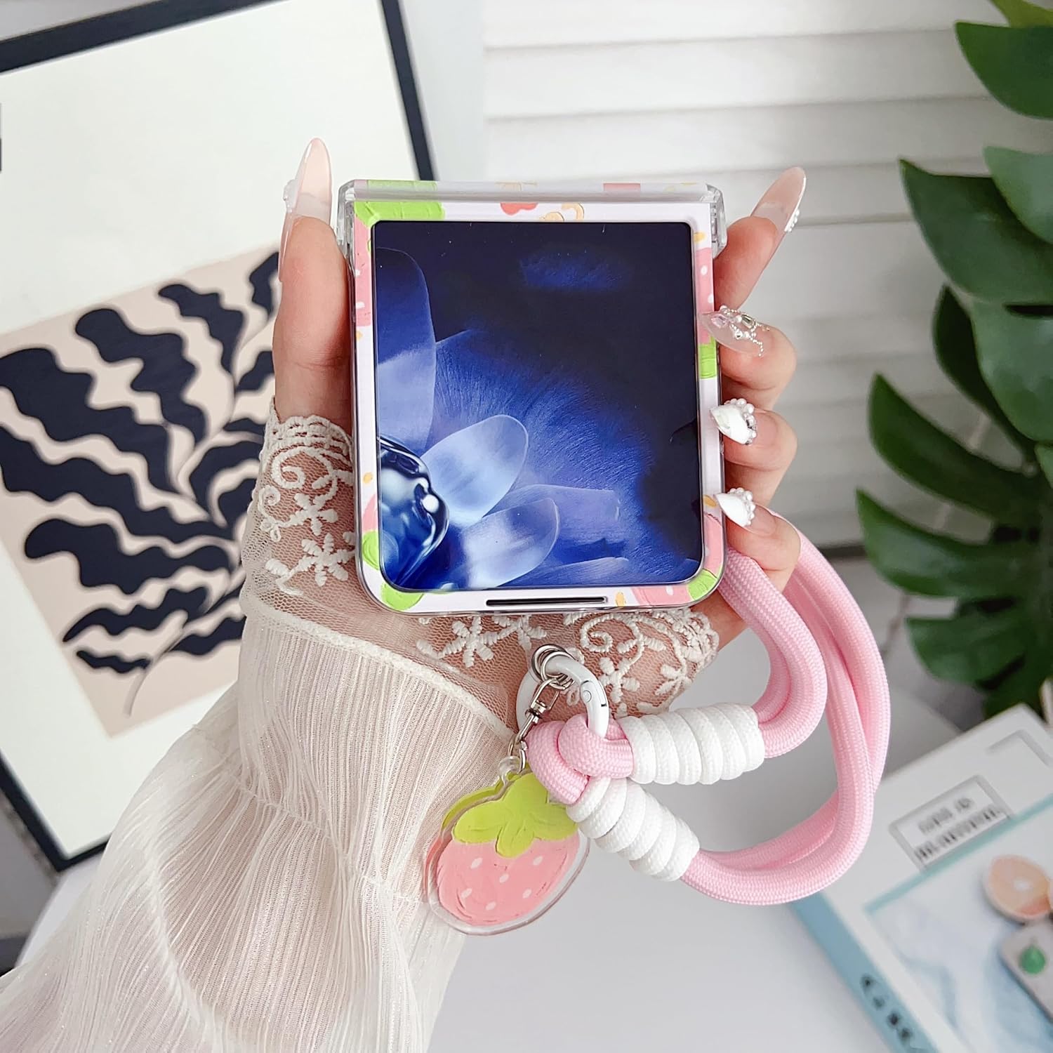 SKPY Cute Case Compatible with Motorola Razr 2025/2026 with Lanyard Avocado image 5
