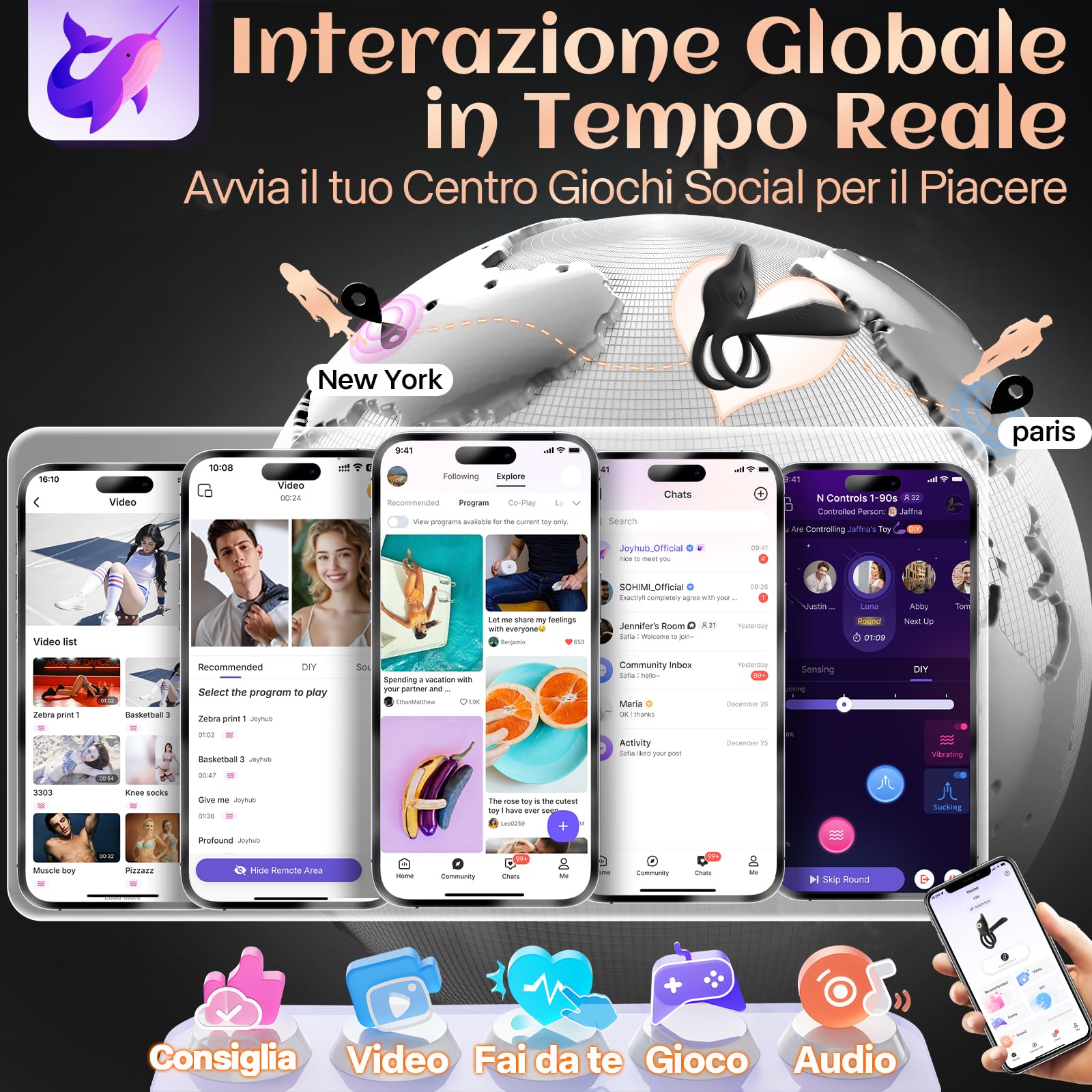 Cacuola Anello Vibrante per Lei e Lui Sex Toys Uomo, 10 Modalità Sexytoysys Uomo Coppia, Vibratore per Uomo con Telecomando, Stimolatore per Clitoride, Anello per Pene da Uomo, Anello Pene Lui Sex Toy