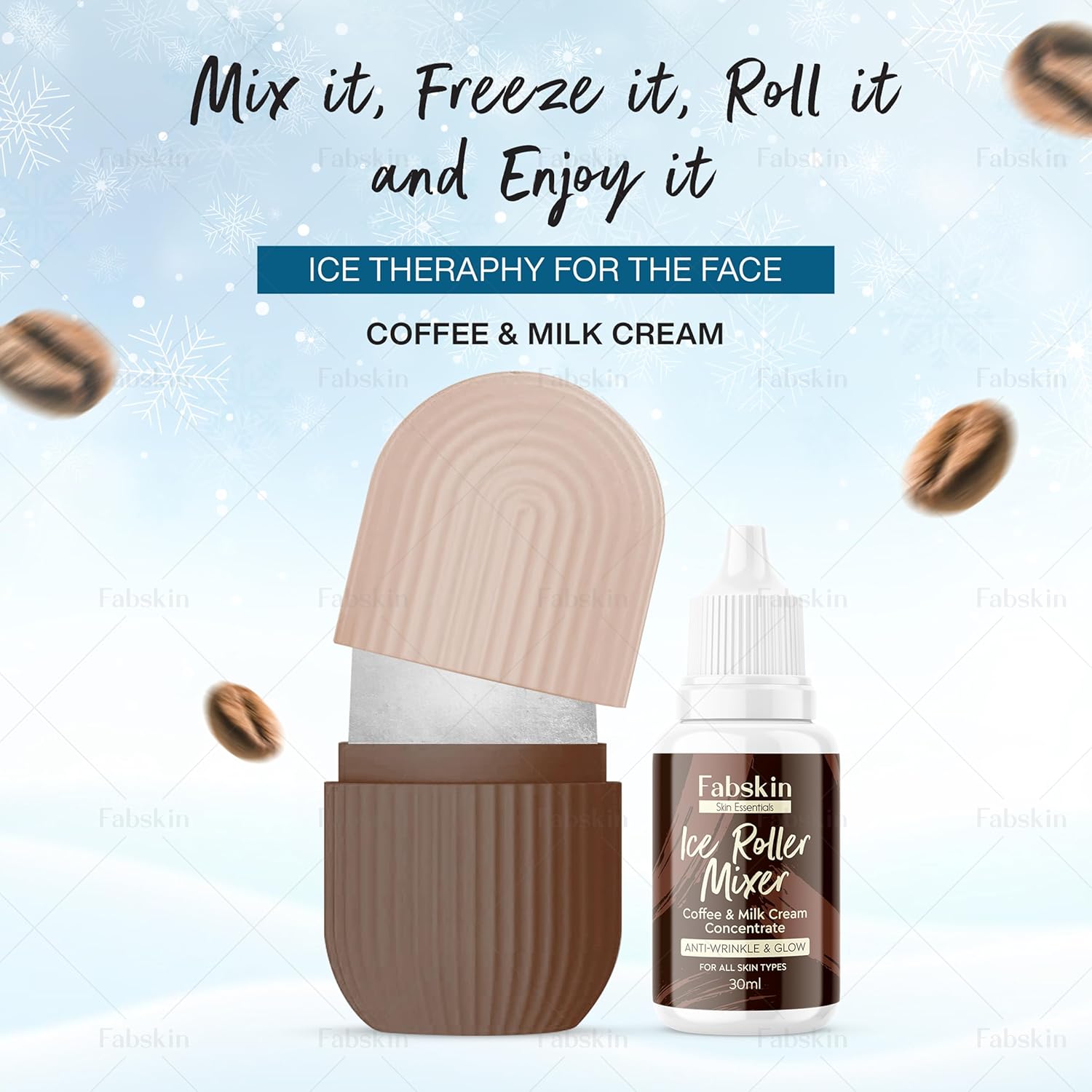 Fabskin ice roller for face, neck and body. Ice rollers for face | Face ice roller for men and women | Ice cube facial roller kit | For skin moisturizing and soothing (coffee) Fabskin ice roller for face, neck and body. Ice rollers for face | Face ice roller for men and women | Ice cube facial roller kit | For skin moisturizing and soothing (coffee)