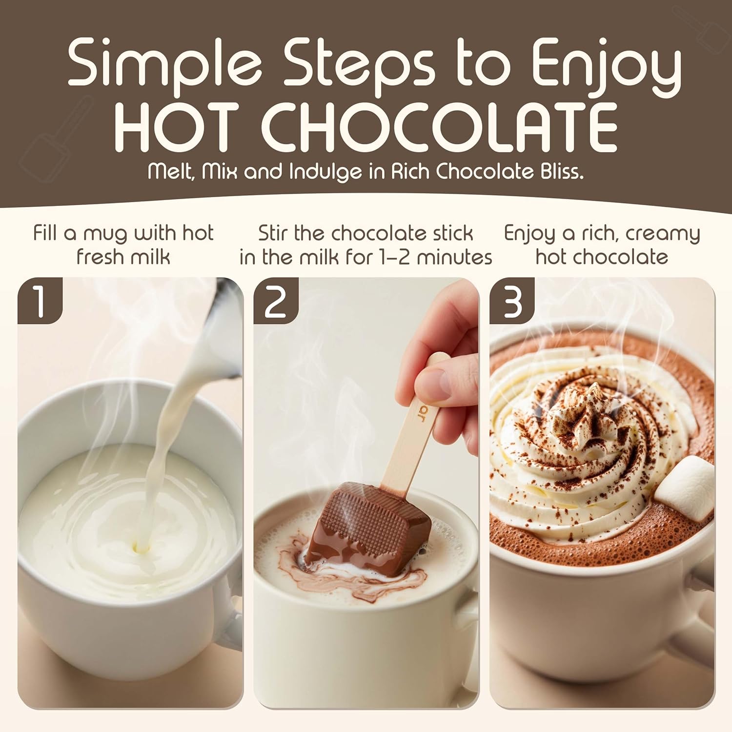 Popbar - Hot Chocolate Sticks - 50 Pack Bulk Case - Ideal for Holidays, Birthdays, Corporate Office Gifts, Stocking Stuffers, Thanksgiving, Christmas, Hanukkah, Cocoa Bomb Lovers (Peppermint)