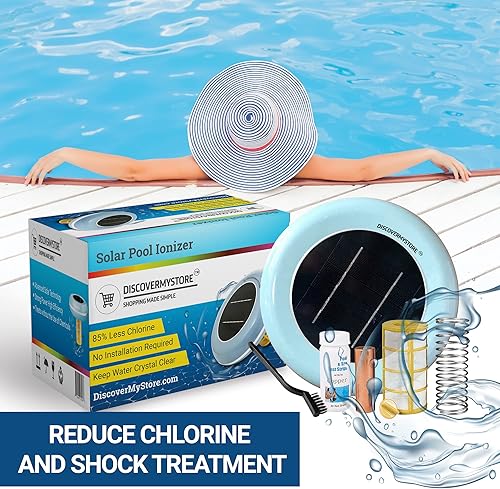 Miniatura 2 de Ionizador solar para piscina de alta capacidad de hasta 45,000 galones, 85% menos de cloro, 25% más iones, mata algas, ánodo de cobre de mayor