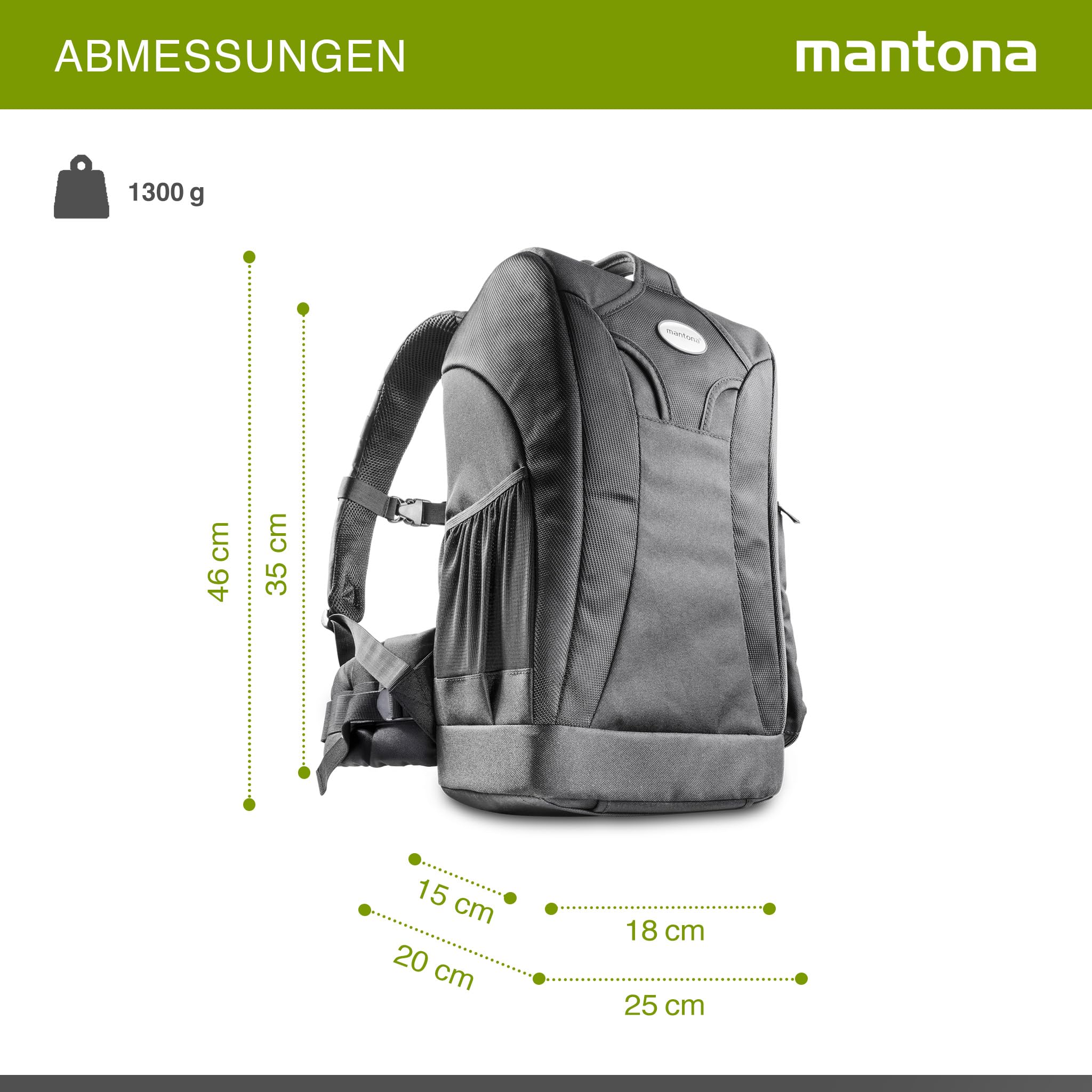 Mantona Sac à dos SLR Trekking (avec protection anti-vol et fixation de trépied) universel
