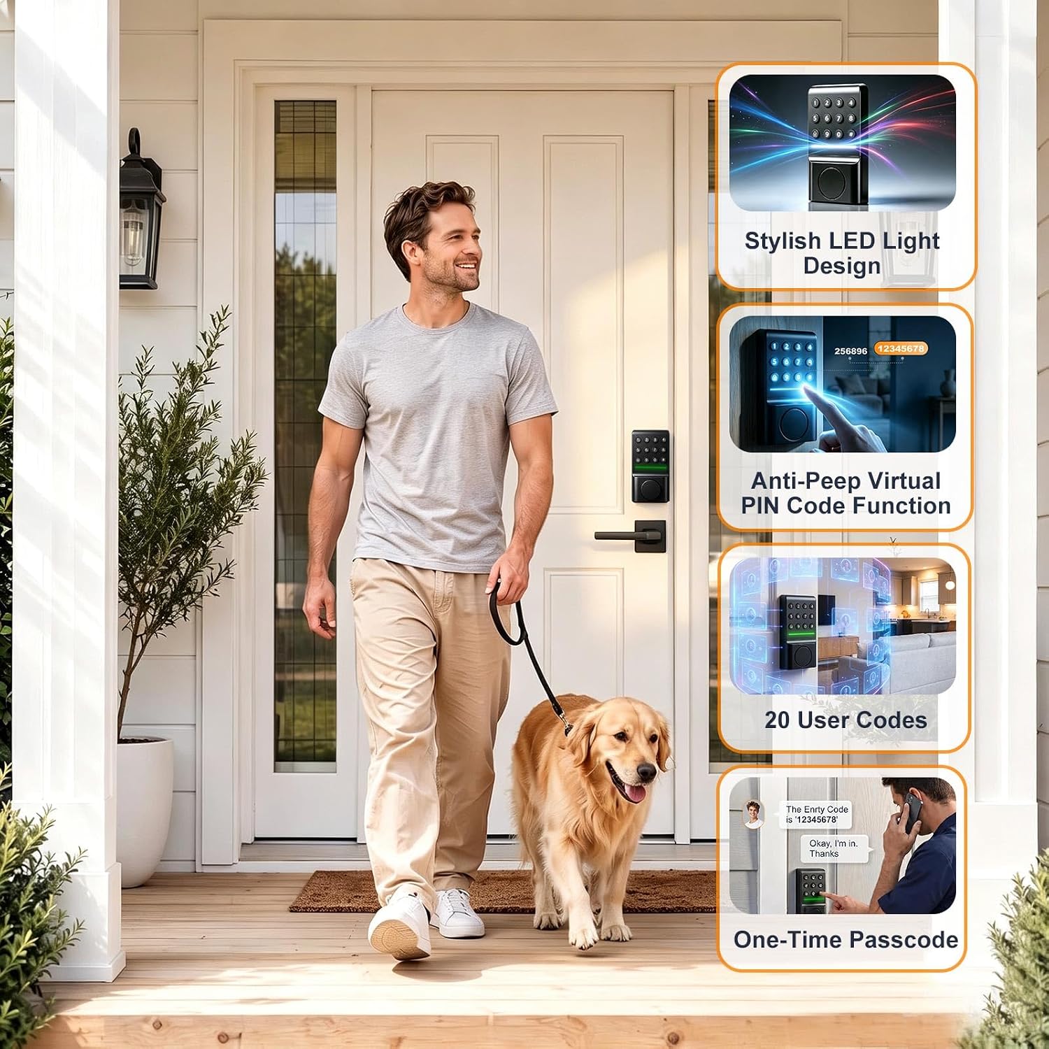 SEPOX® Keyless Entry Deadbolt, Offline Smart Keypad Doorlock, LED Indicator | for Front & Study/Bedroom in Home Office Apartment, House & Rental Properties, IP54, Easy Install, 1 Year Battery, Key Backup