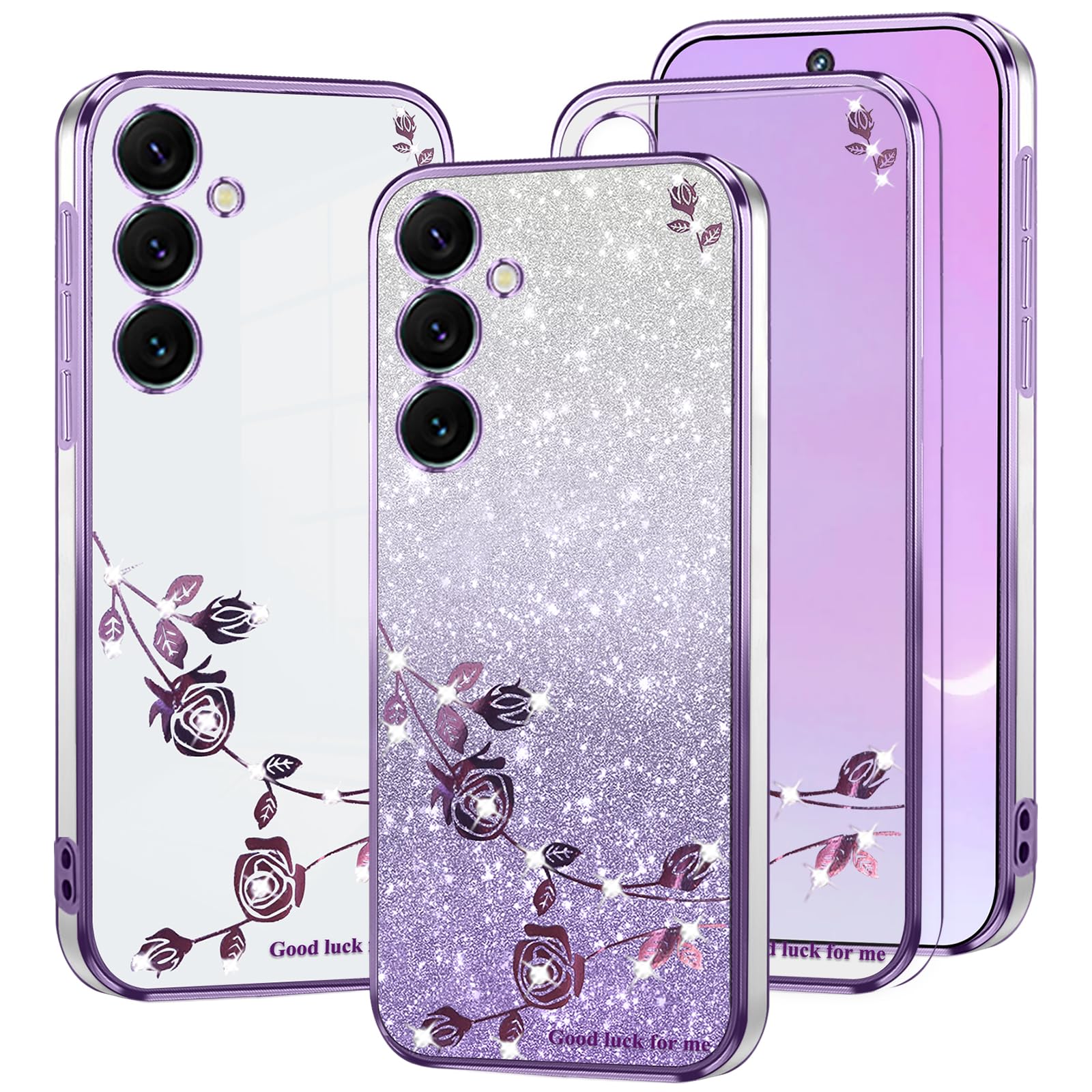 Coque Samsung S24 Plus esthétique violette silicone antichoc diamant - 8