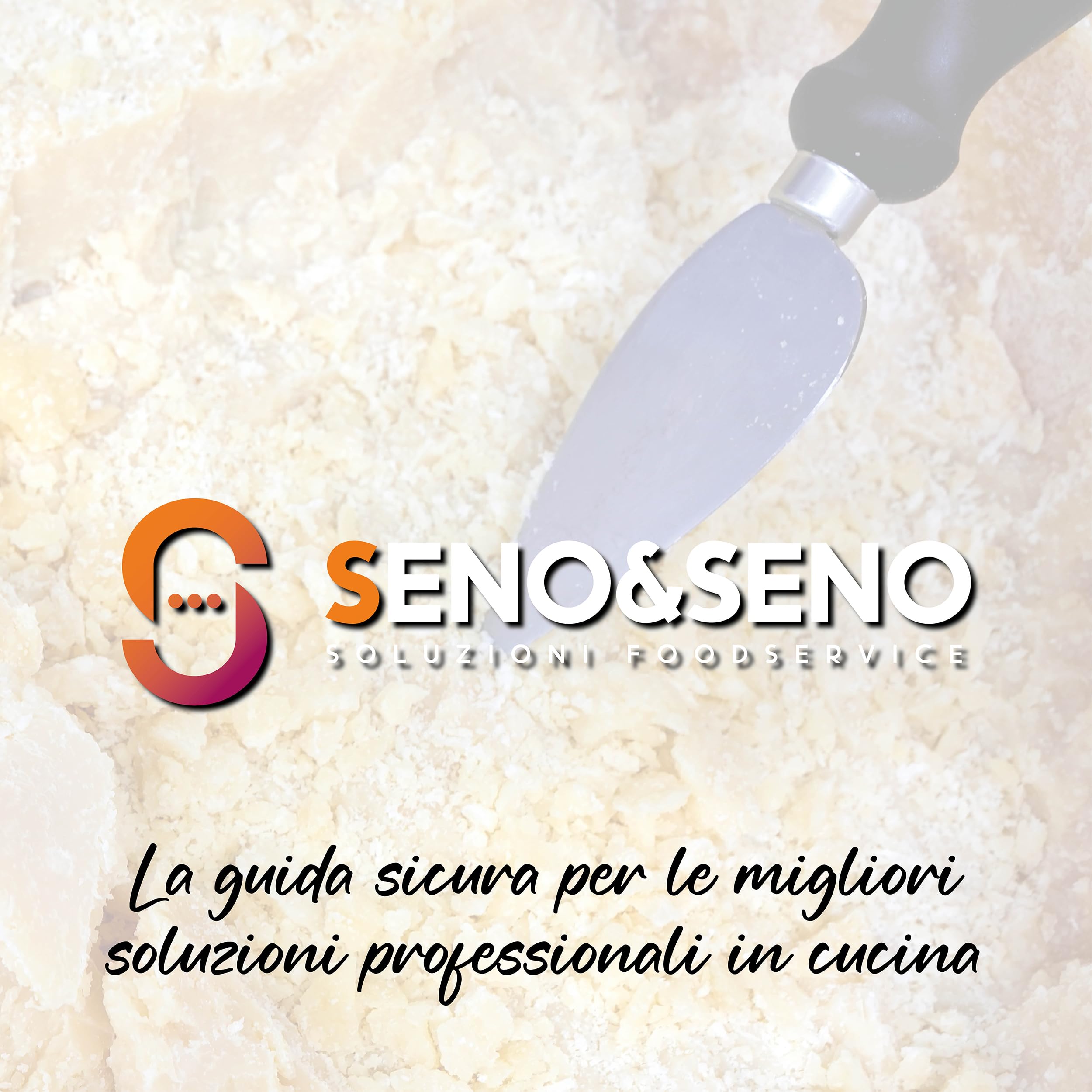SENO & SENO Coltello da Formaggio | Lama in Acciaio Fabbricato in Italia con Processo Tradizionale | Manico in Propilene atossico (Grana Veneto Quadro, cm.13)