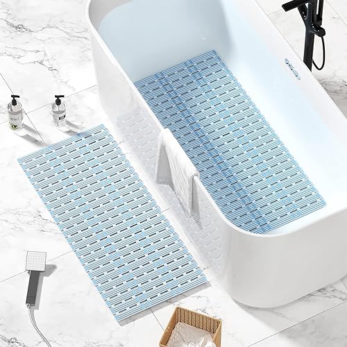 Miniatura 9 de XIYUNTE Tapete de ducha antideslizante para bañera, 36 x 16 pulgadas, tapete de ducha antideslizante para ducha interior, tapete de baño TPE con