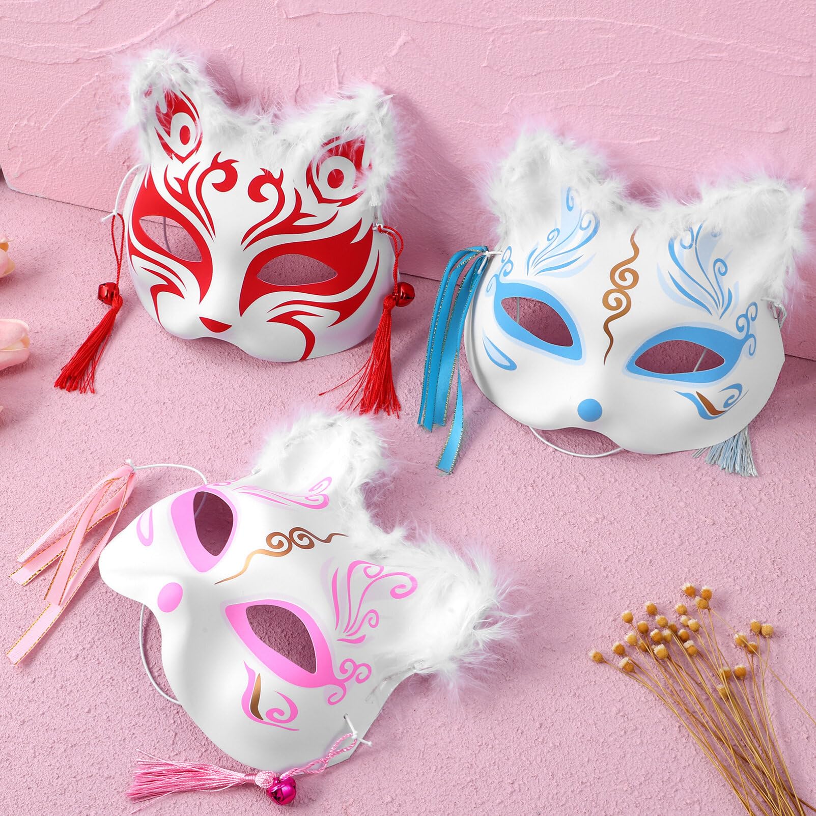 Toyvian LED Cat Masks DIY: 8PCS Light Up Halloween Party Cosplay Fox Masks - White Blank PVC for Women, Painted Decorating, 8.00X19.00X18.00CM