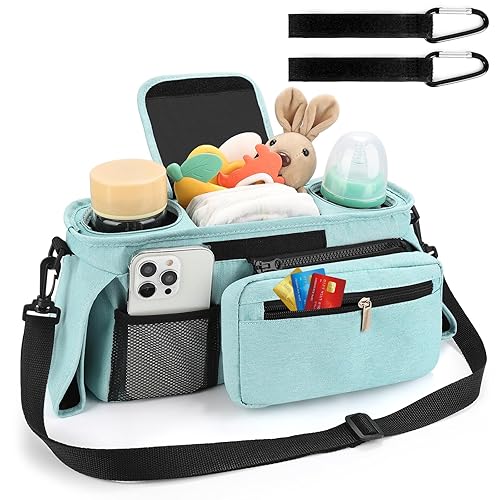 Miniatura 2 de Accmor Organizador universal para cochecito con portavasos aislado, bolsa de teléfono desmontable y correa para el hombro, bolsa de cochecito,