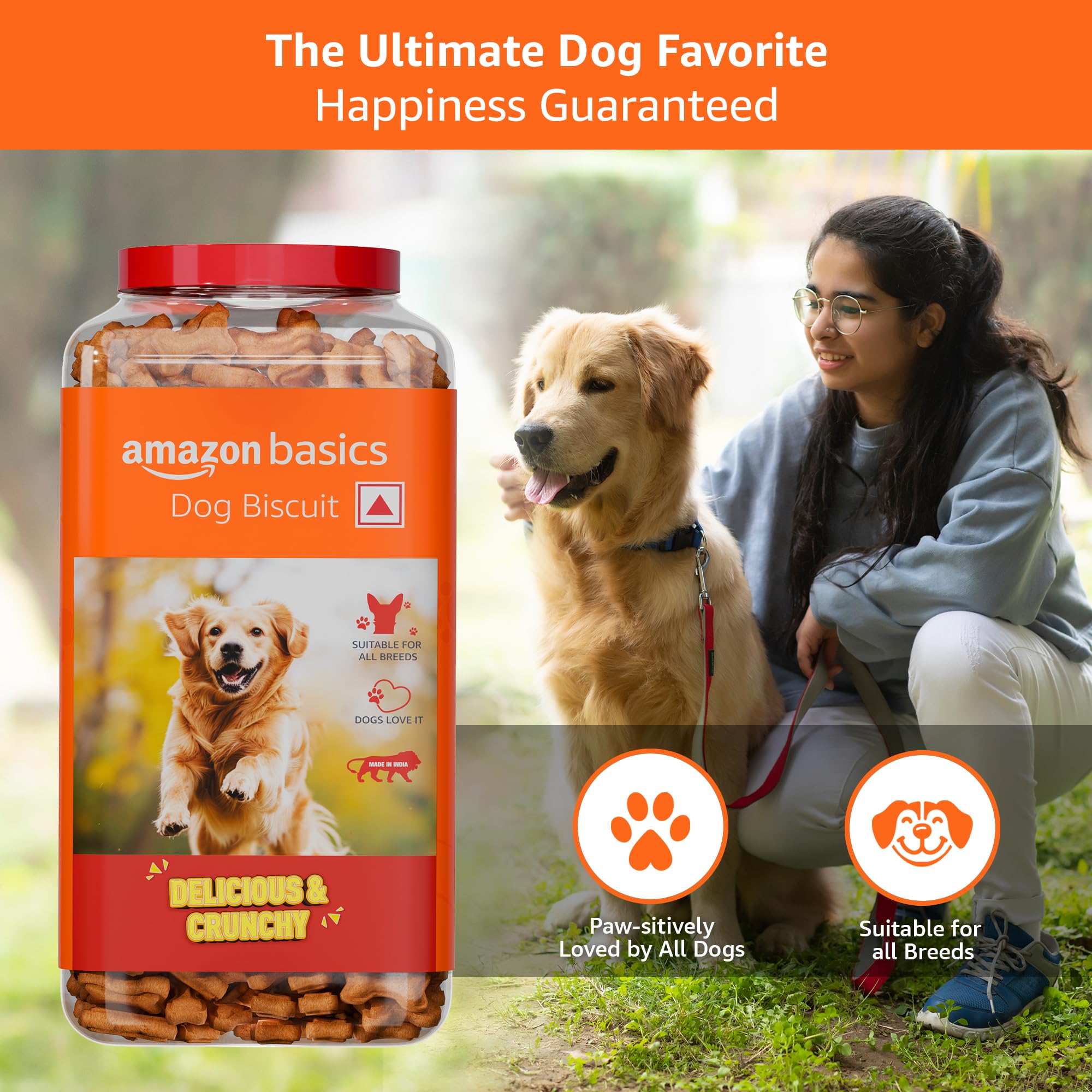 Amazon Basics Dog Biscuits for All Breeds | 1 kg (Pack of 2) | for All Life Stages 1