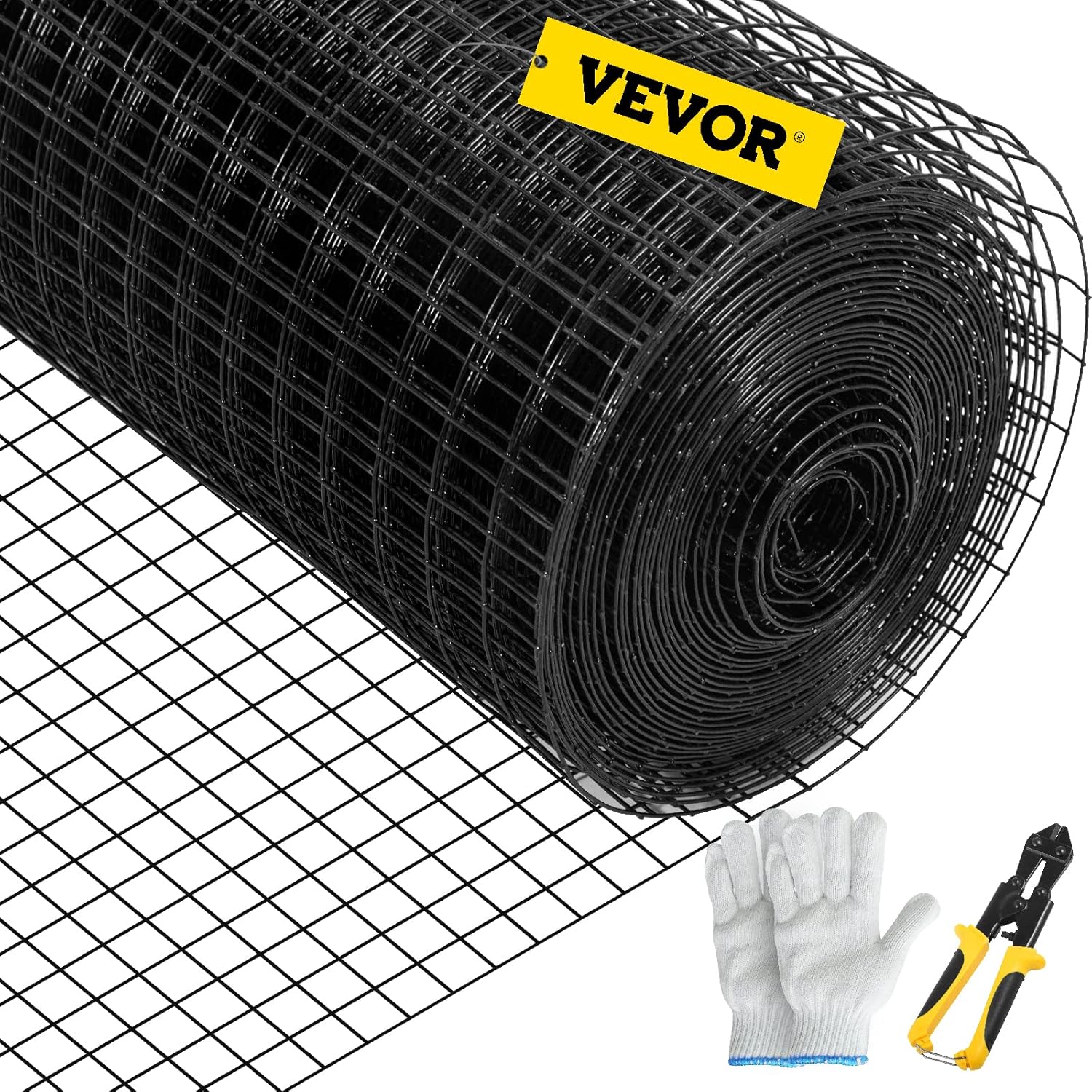 VEVOR Hardware Cloth, 36" x 50' & 1"x1" Mesh Size, Galvanized Steel Vinyl Coated 16 Gauge Chicken Wire Fencing w/A Cutting Plier & A Pair of Fabric Gloves, for Garden Fencing & Pet Enclosures, Black : Everything Else