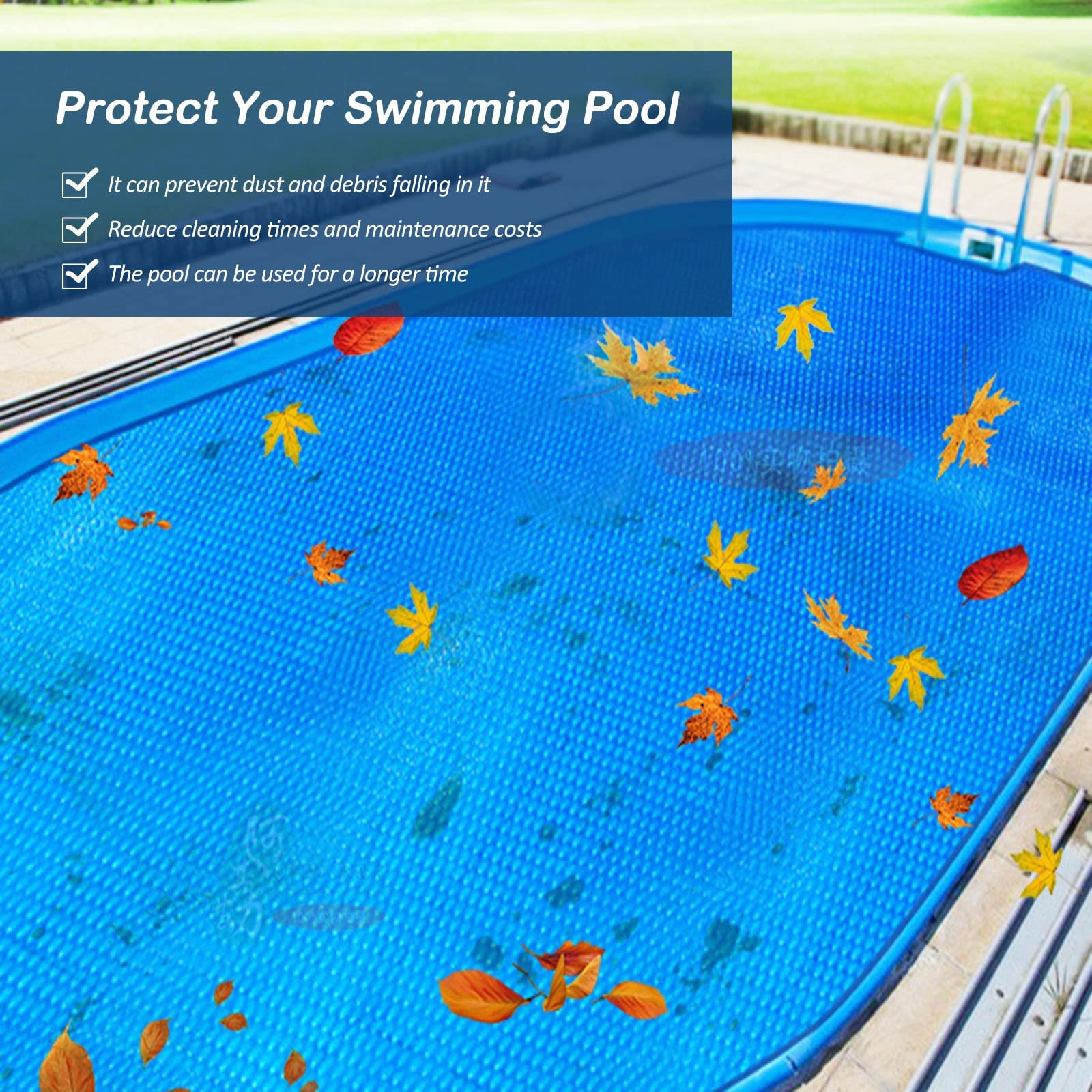 SunHeater Pool Solar Blanket - Heavy Duty Rectangular Pool Solar Cover With Bubbles Heat Transfer Solar Pool Heater For In Ground Swimming Pools Durable 12 Mil Thick Polyethylene 14 X 28 Feet