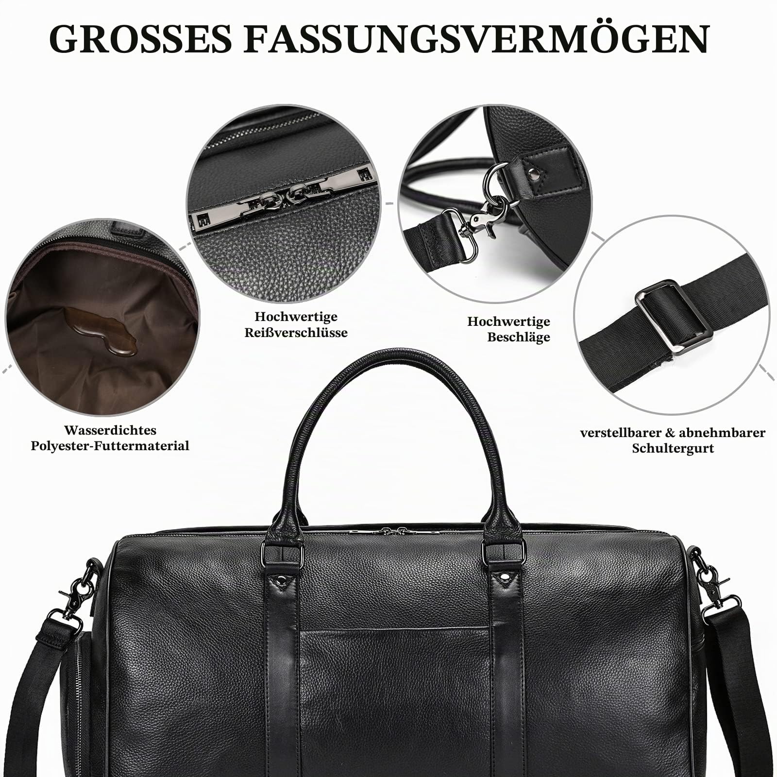 Reisetaschen Herren echt Leder Weekender Tasche Großen Kapazität Reisetasche Unisex Vintage Handgepäck Bag Overnight Weekend Bag