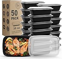 WGCC 50 Pack 38oz Meal Prep Containers with Lids - BPA-Free Leakproof Stackable Reusable Food Storage, Microwave Freezer Dishwasher Safe
