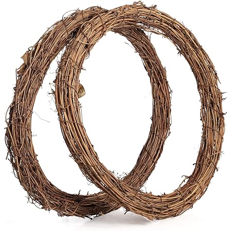 Sntieecr 2 PCS 14 Inch Large Natural Grapevine Wreathes Vine Branch Wreath Rattan Wreath Garland Decoration for DIY Festivals Decorations, Wreath Craft and Wedding Decors